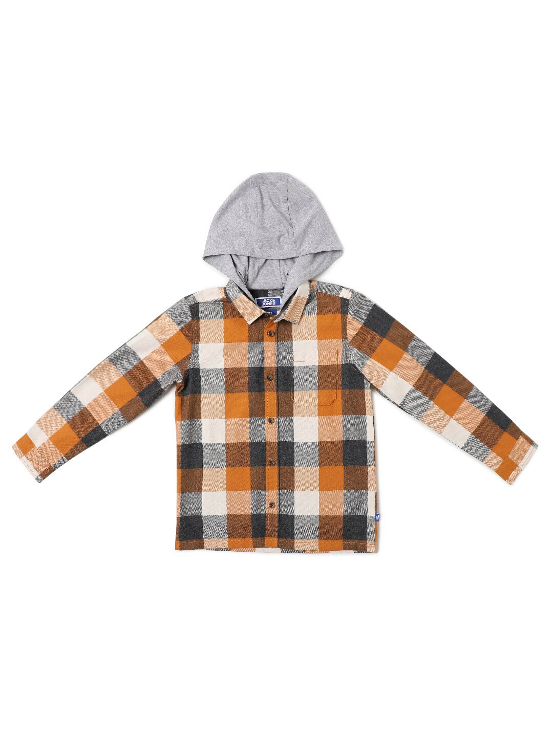 

Jack & Jones Boys Grey & Orange Checked Casual Shirt