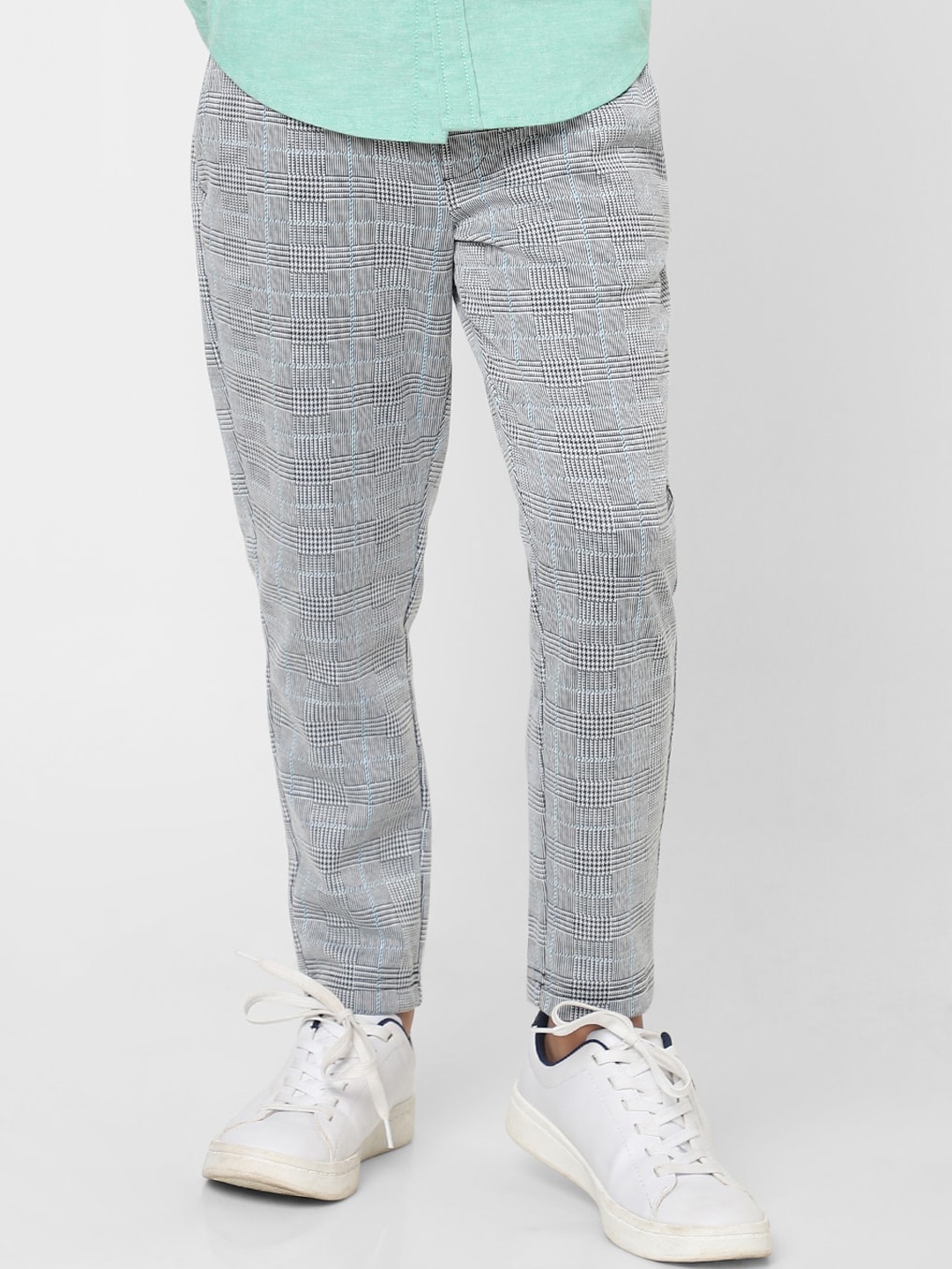 

Jack & Jones Boys Grey Checked Trousers