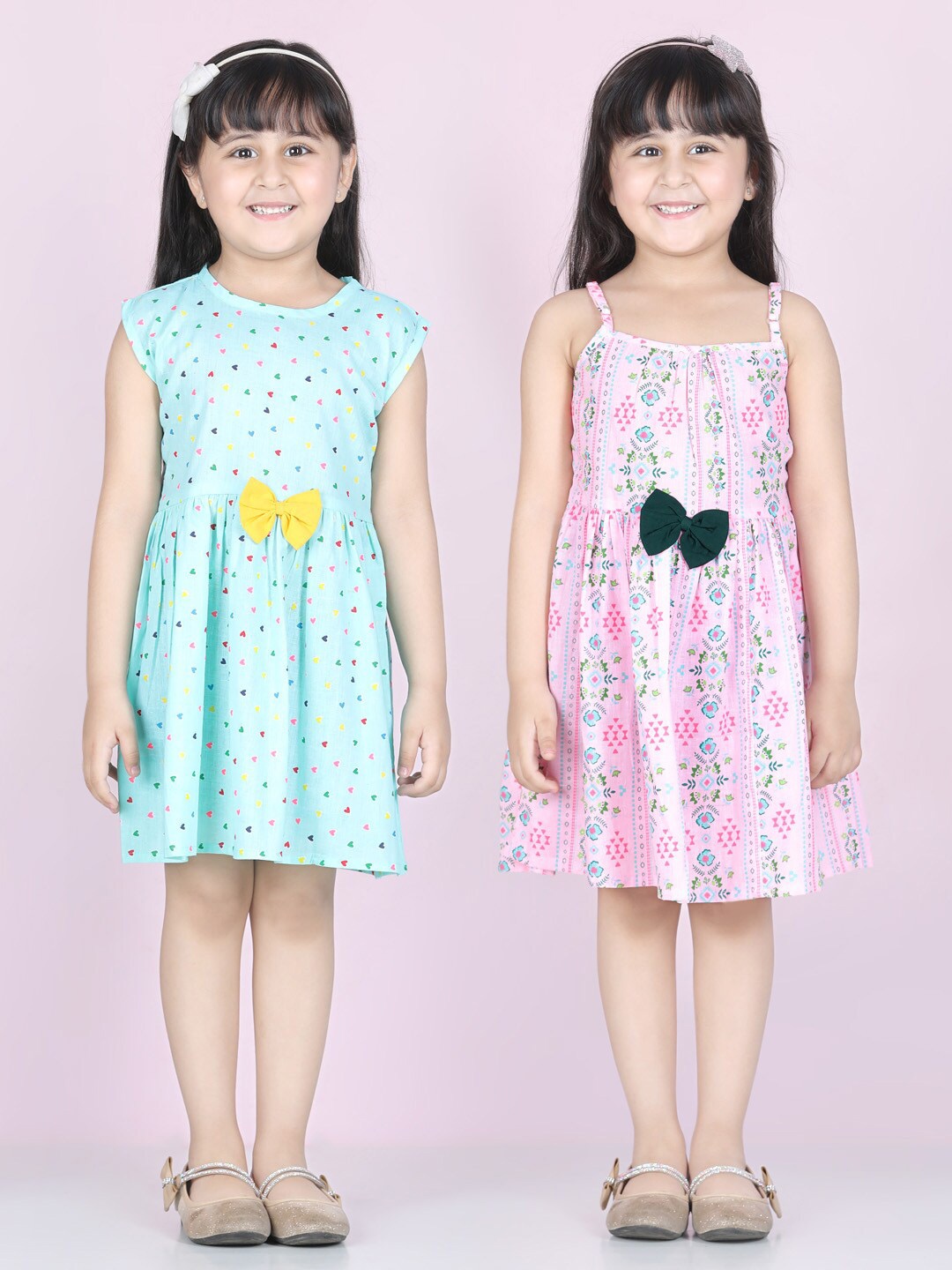 

Cutiekins Girls Blue & Pink Pack Of 2 Floral A-Line Dress