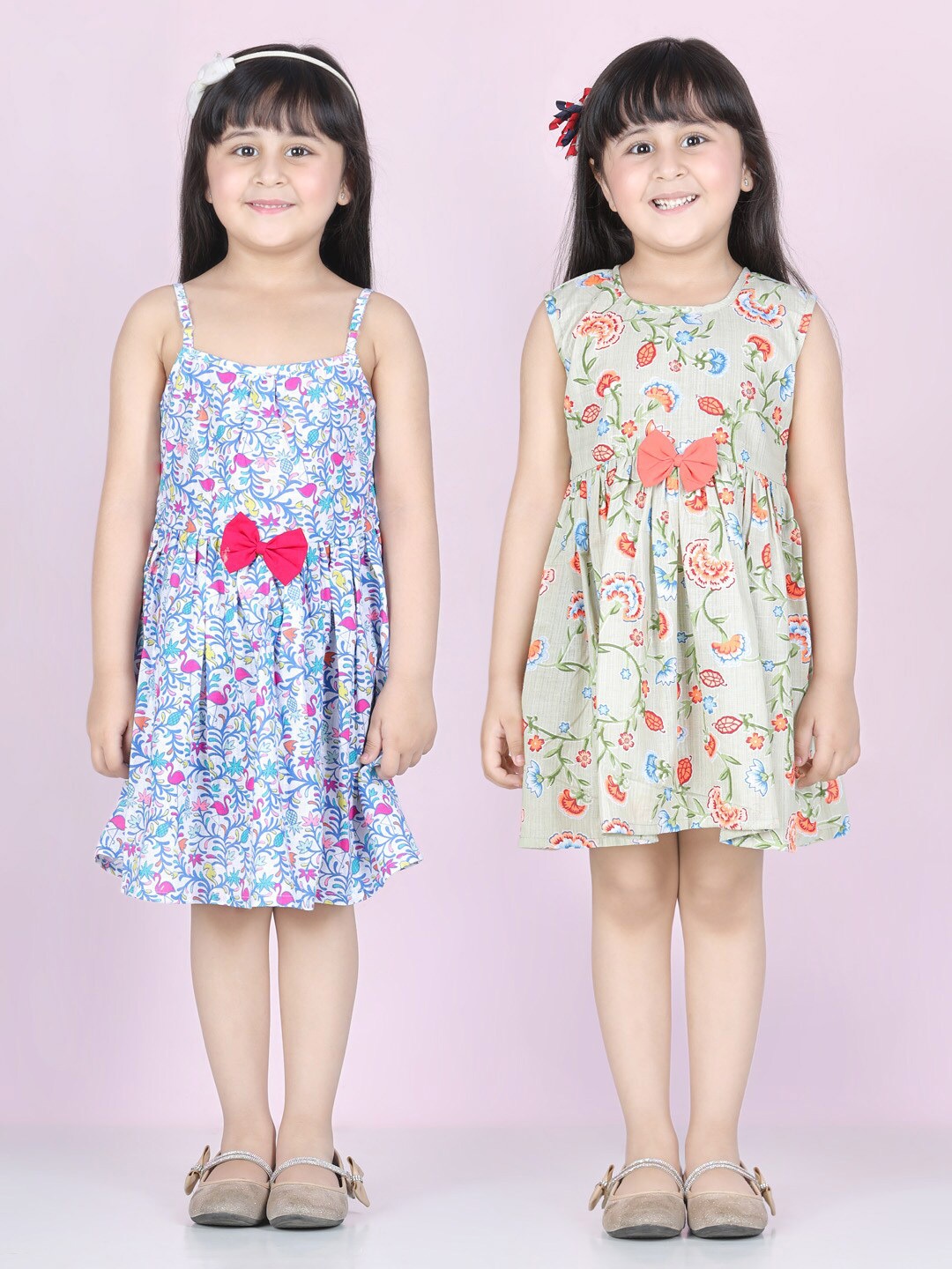 

Cutiekins Girls Blue & Green Pack Of 2 Printed Dresses