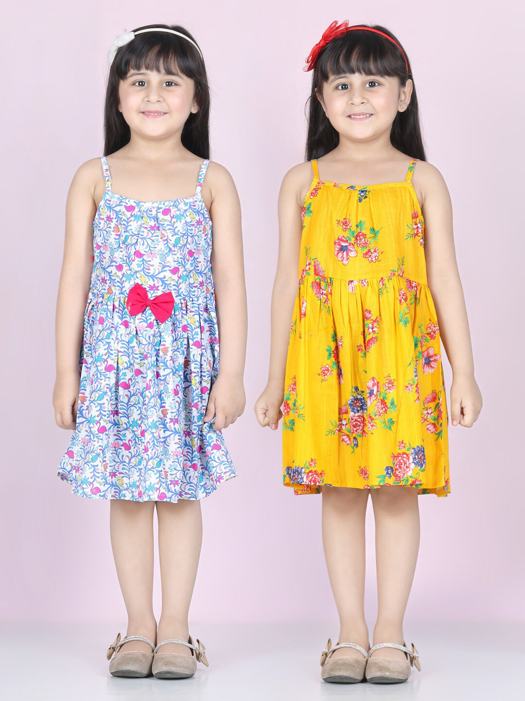 

Cutiekins Girls Blue & Yellow Set Of 2 Floral A-Line Dress