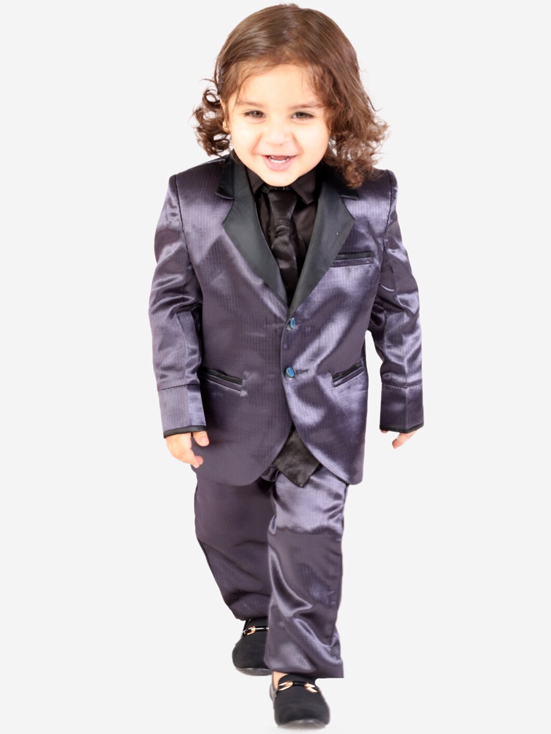 

KID1 Infant Boys Grey Solid 4-Piece Single Breasted Party Suit Set