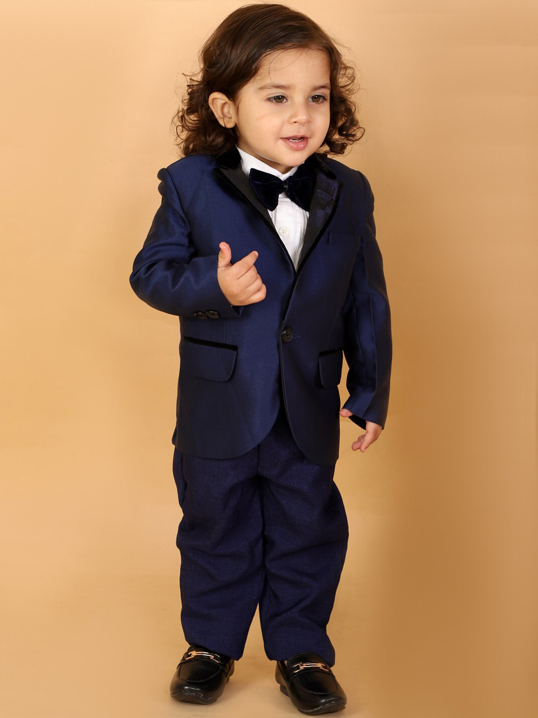 

KID1 Boys Blue Solid 5-Piece Single-Breasted Partywear Suit