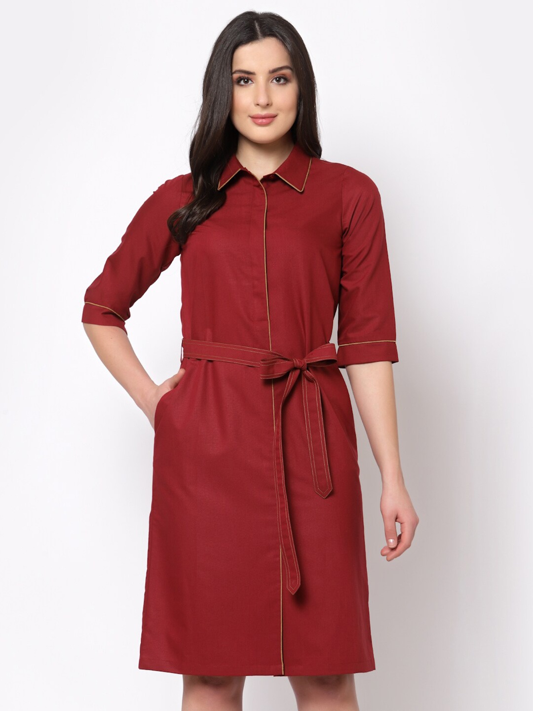 

OFFICE & YOU Women Red Shirt Dress