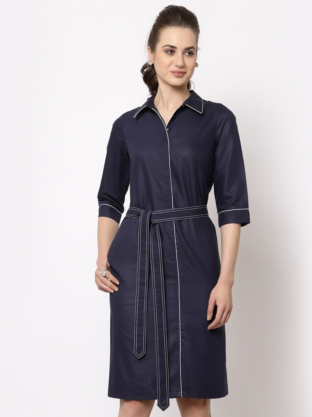 

OFFICE & YOU Blue Cotton Shirt Dress