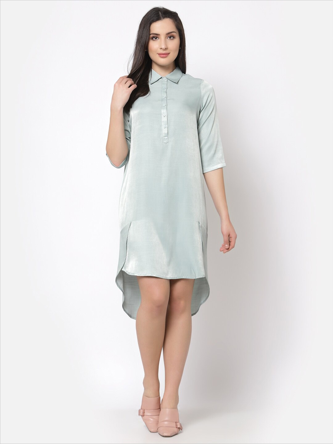 

OFFICE & YOU Women Blue Solid Shirt Dress