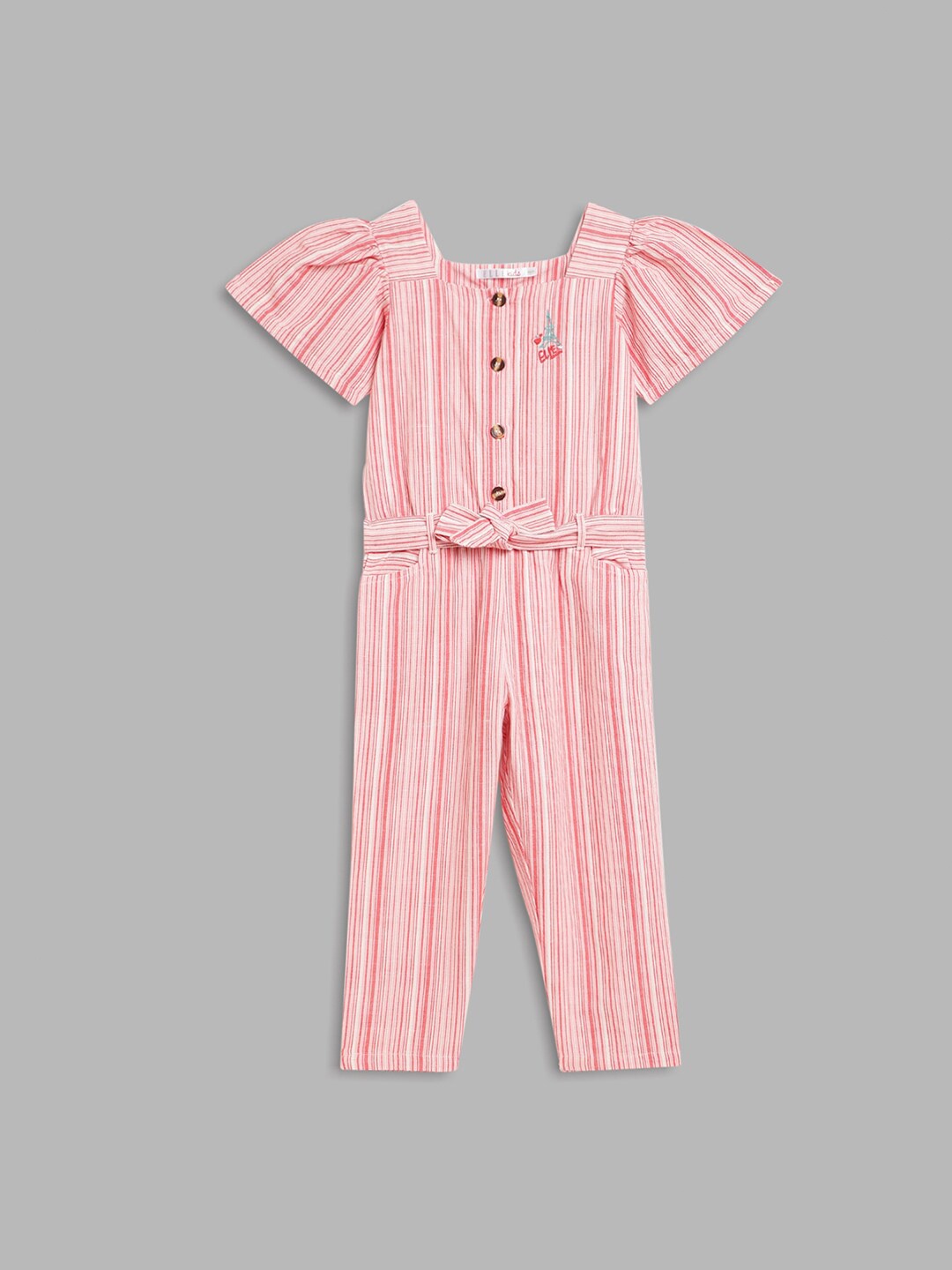 

ELLE Girls Red & White Striped Basic Jumpsuit