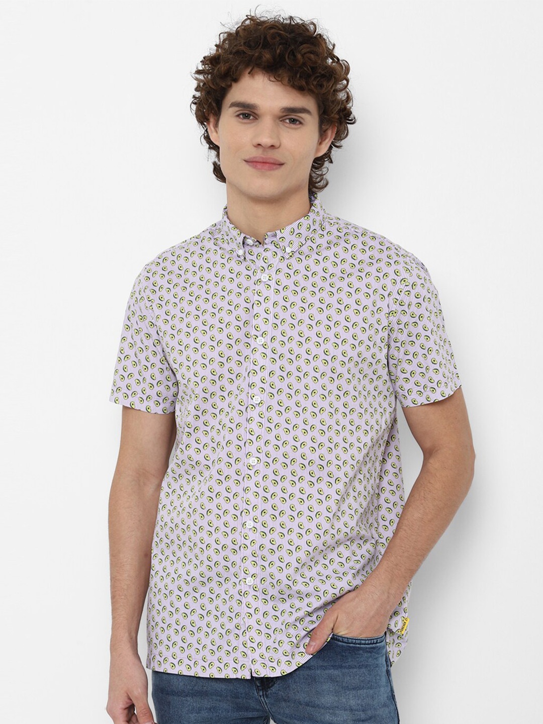 

FOREVER 21 Men Grey Printed Pure Cotton Casual Shirt