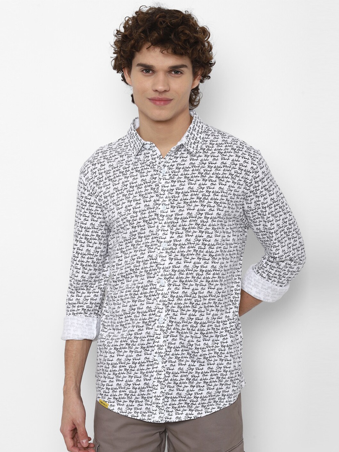 

FOREVER 21 Men Grey Printed Pure Cotton Casual Shirt