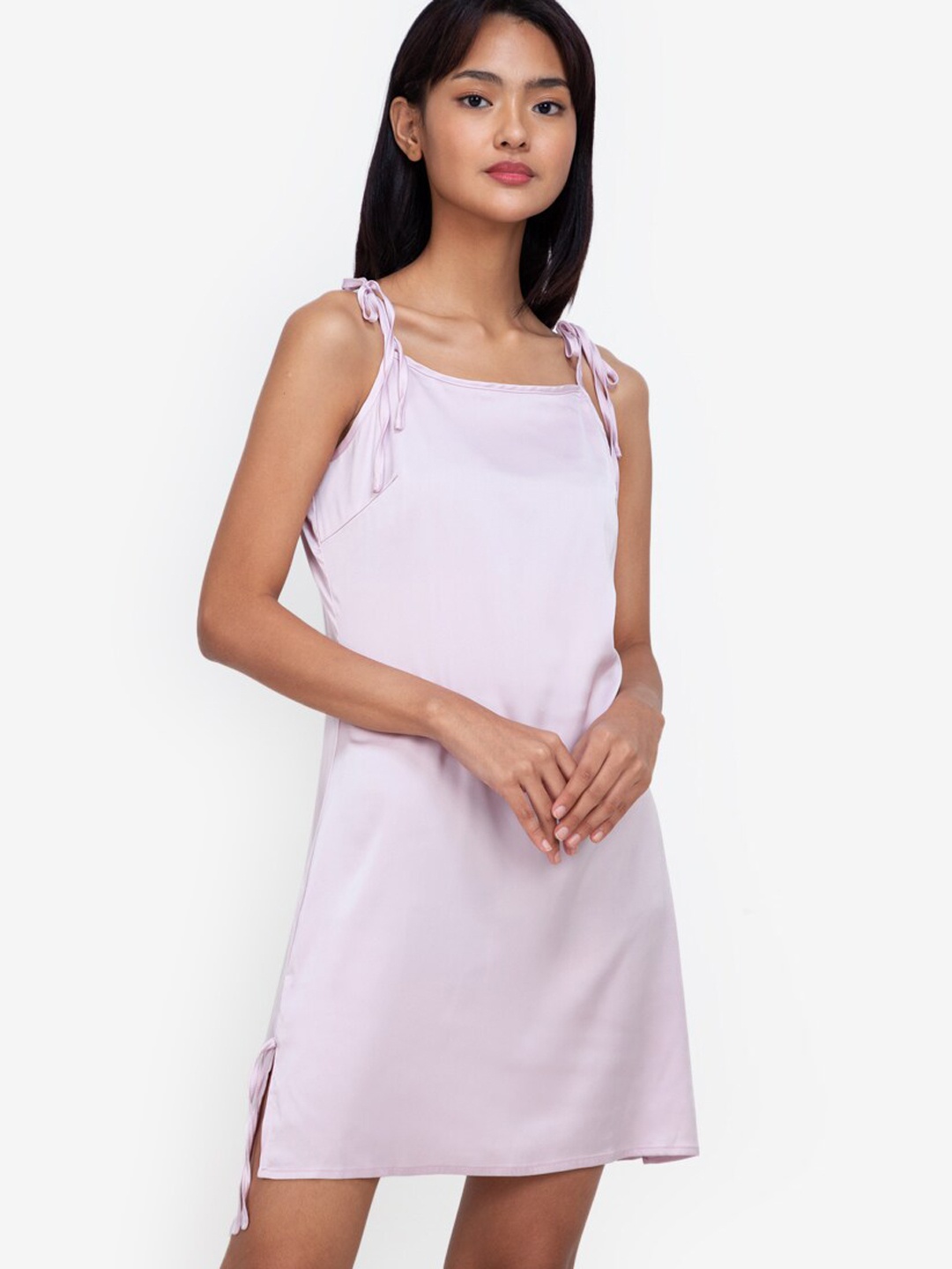 

ZALORA BASICS Lavender Solid Pure Cotton Nightdress