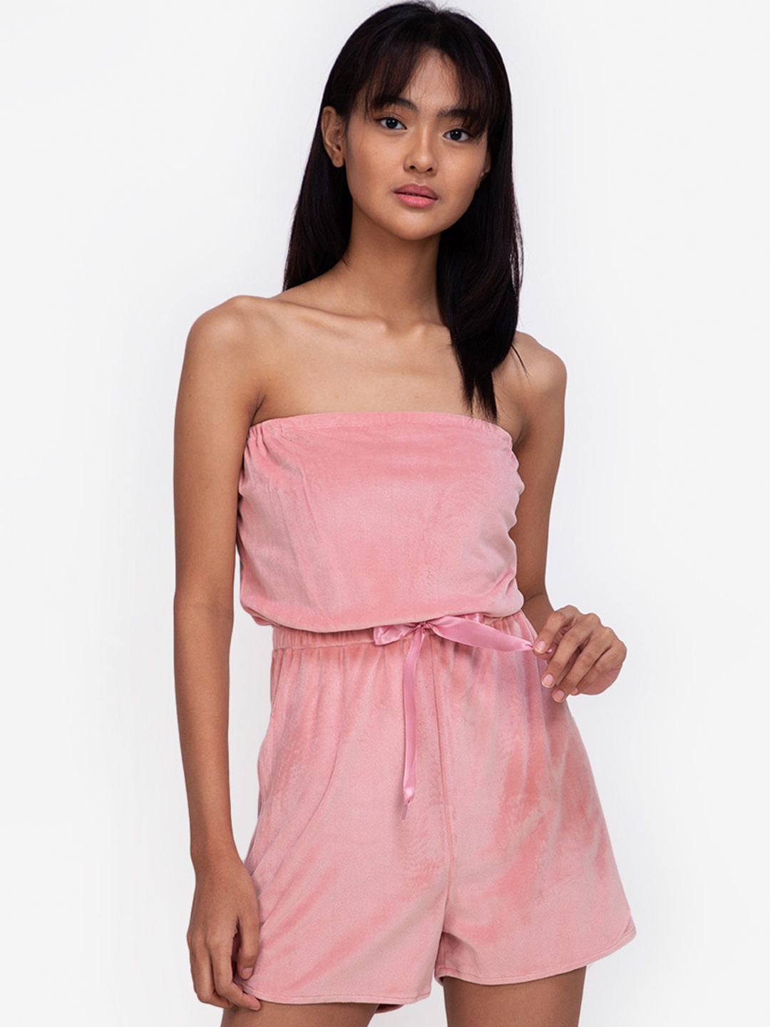 

ZALORA BASICS Pink Strapless Playsuit
