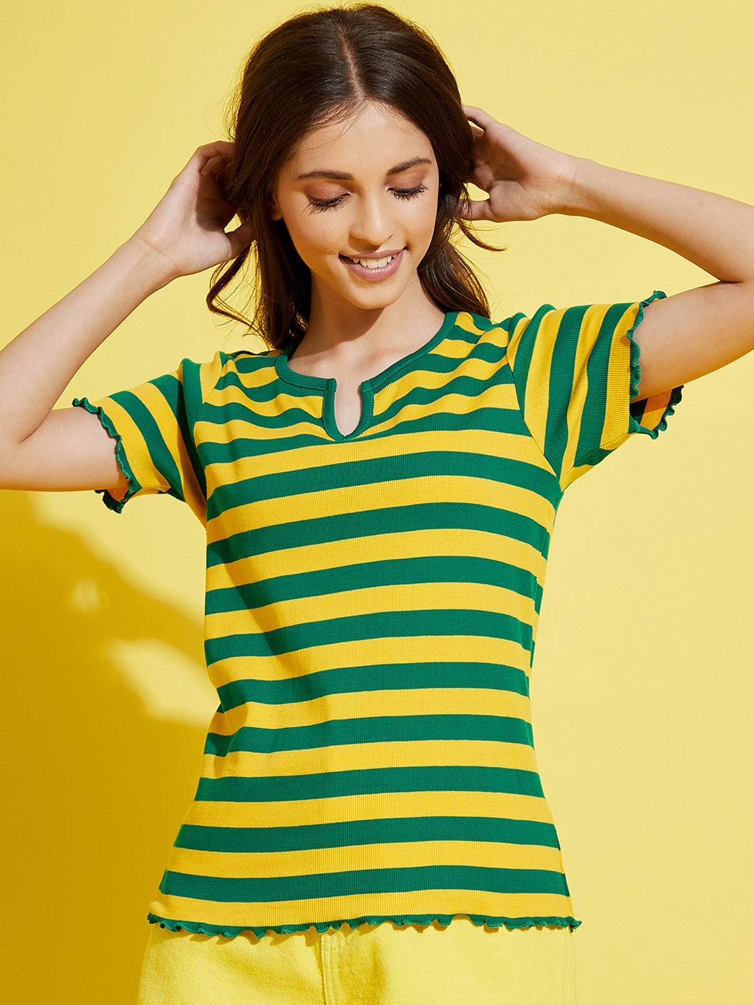 

Noh Voh - SASSAFRAS Kids Green Striped Top