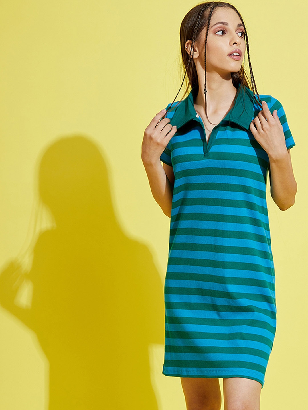 

Noh Voh - SASSAFRAS Kids Girls Blue Striped T-shirt Dress