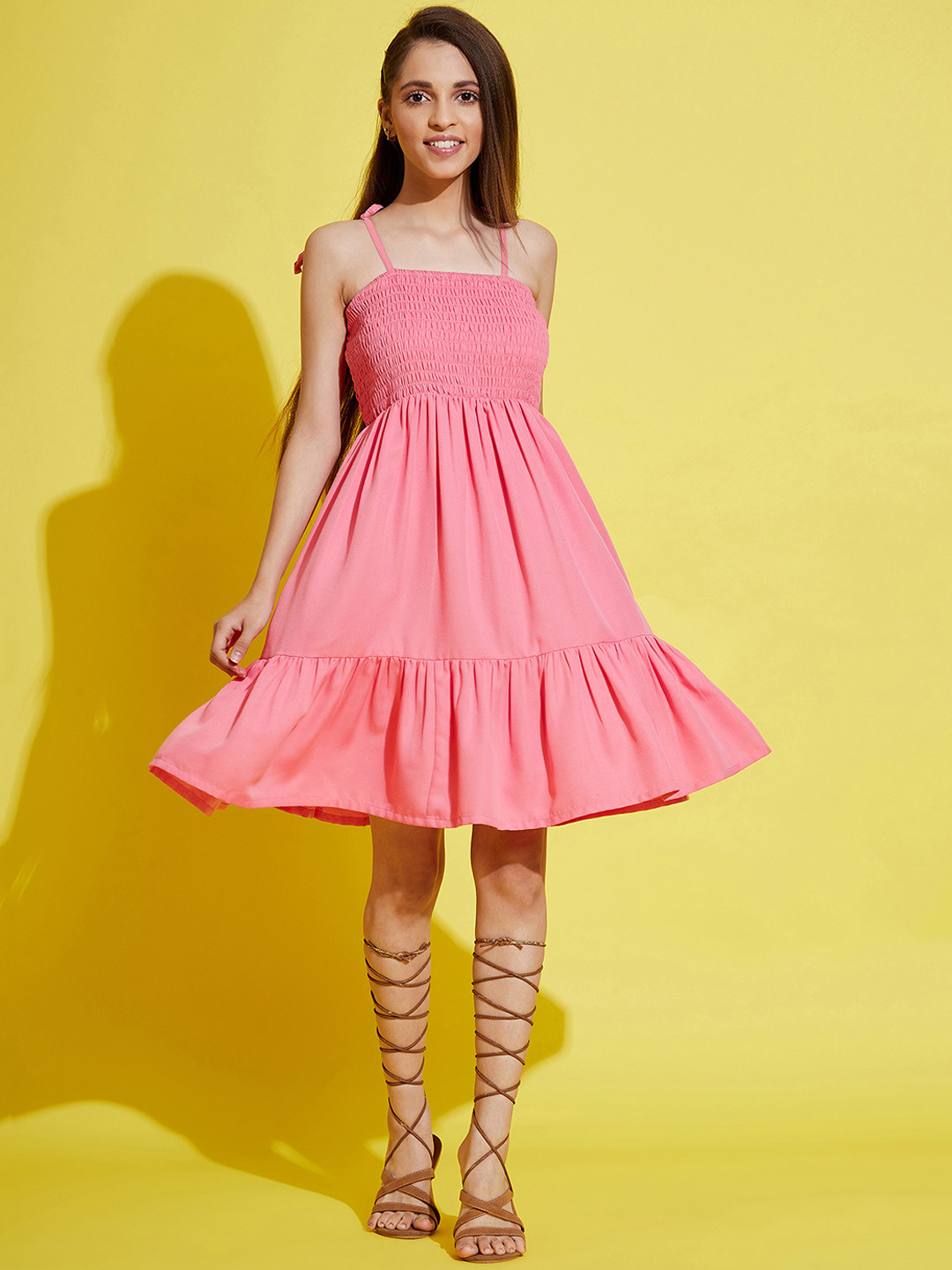 

Noh Voh - SASSAFRAS Kids Girls Pink Solid Dress