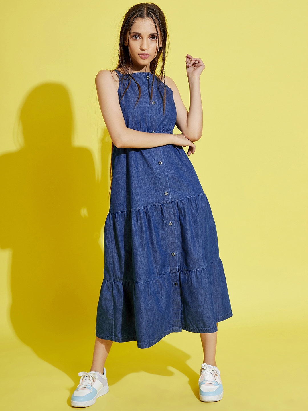 

Noh Voh - SASSAFRAS Girls Blue A-Line Tiered Dress