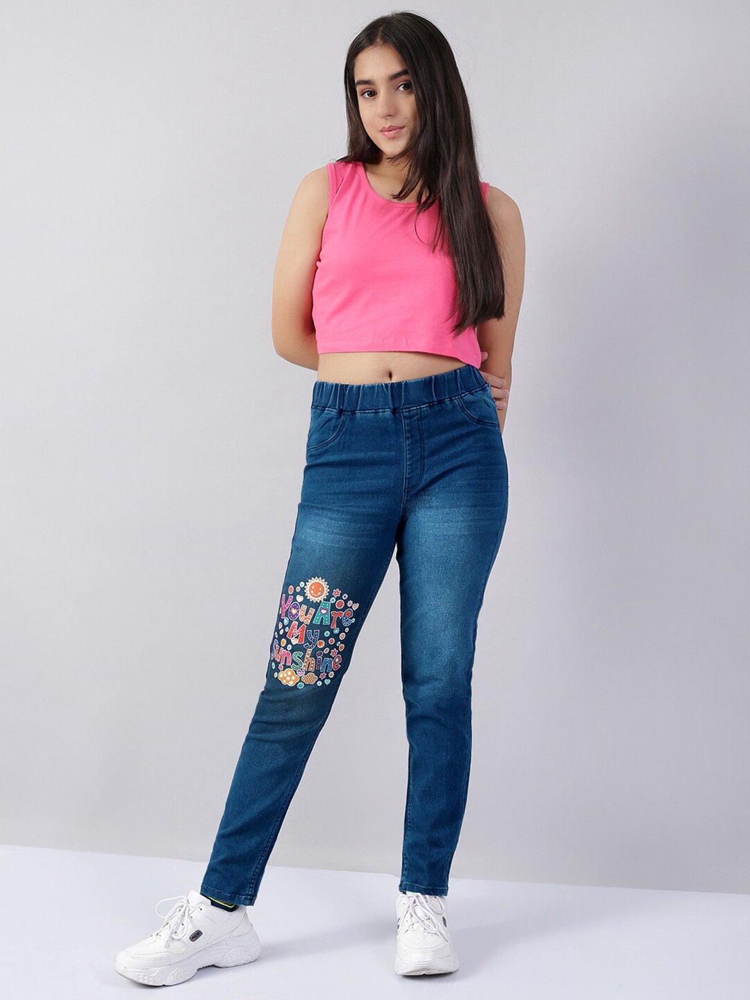 

Naughty Ninos Girls Blue Light Fade Printed Stretchable Jeans