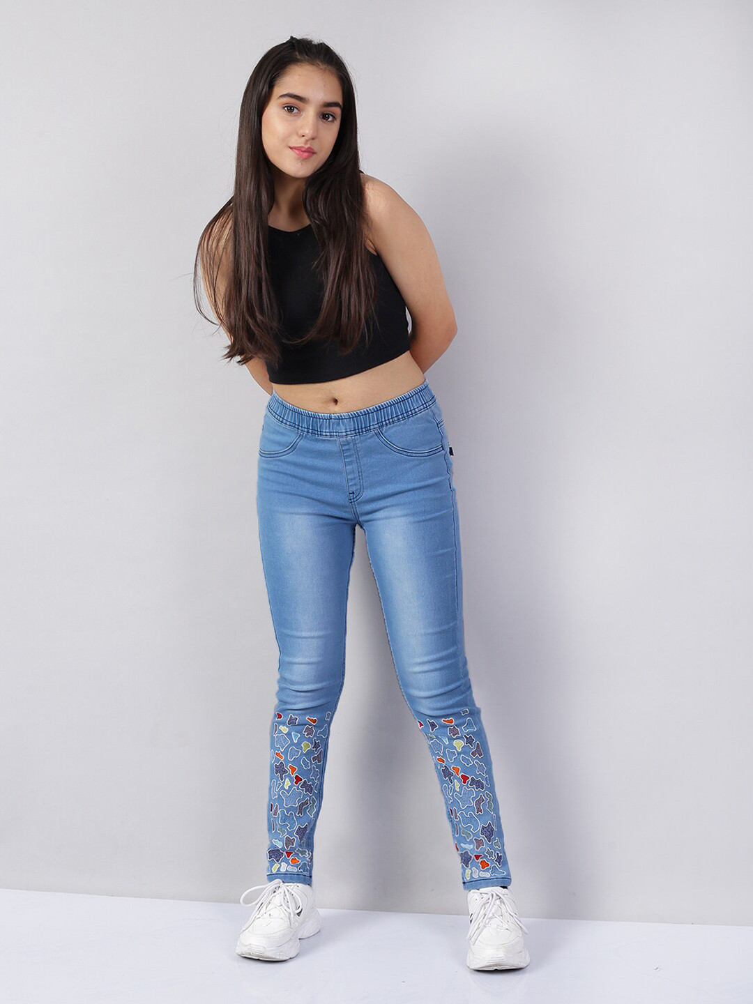 

Naughty Ninos Girls Blue Denim Washed Jeggings