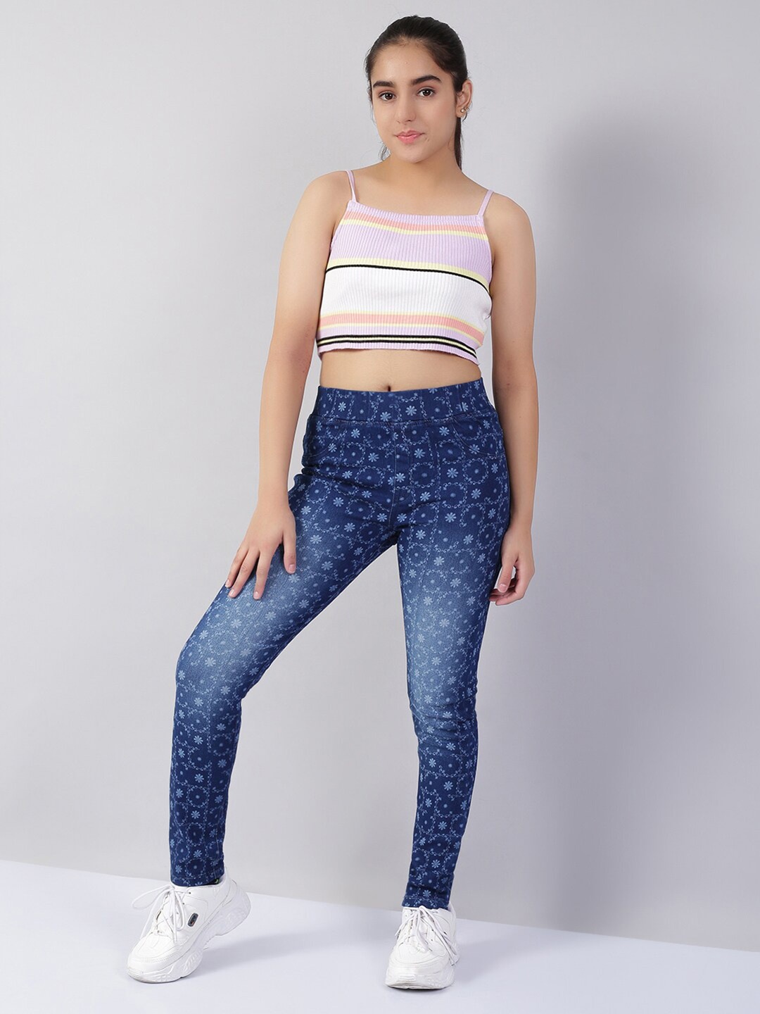

Naughty Ninos Girls Blue Printed Jeggings