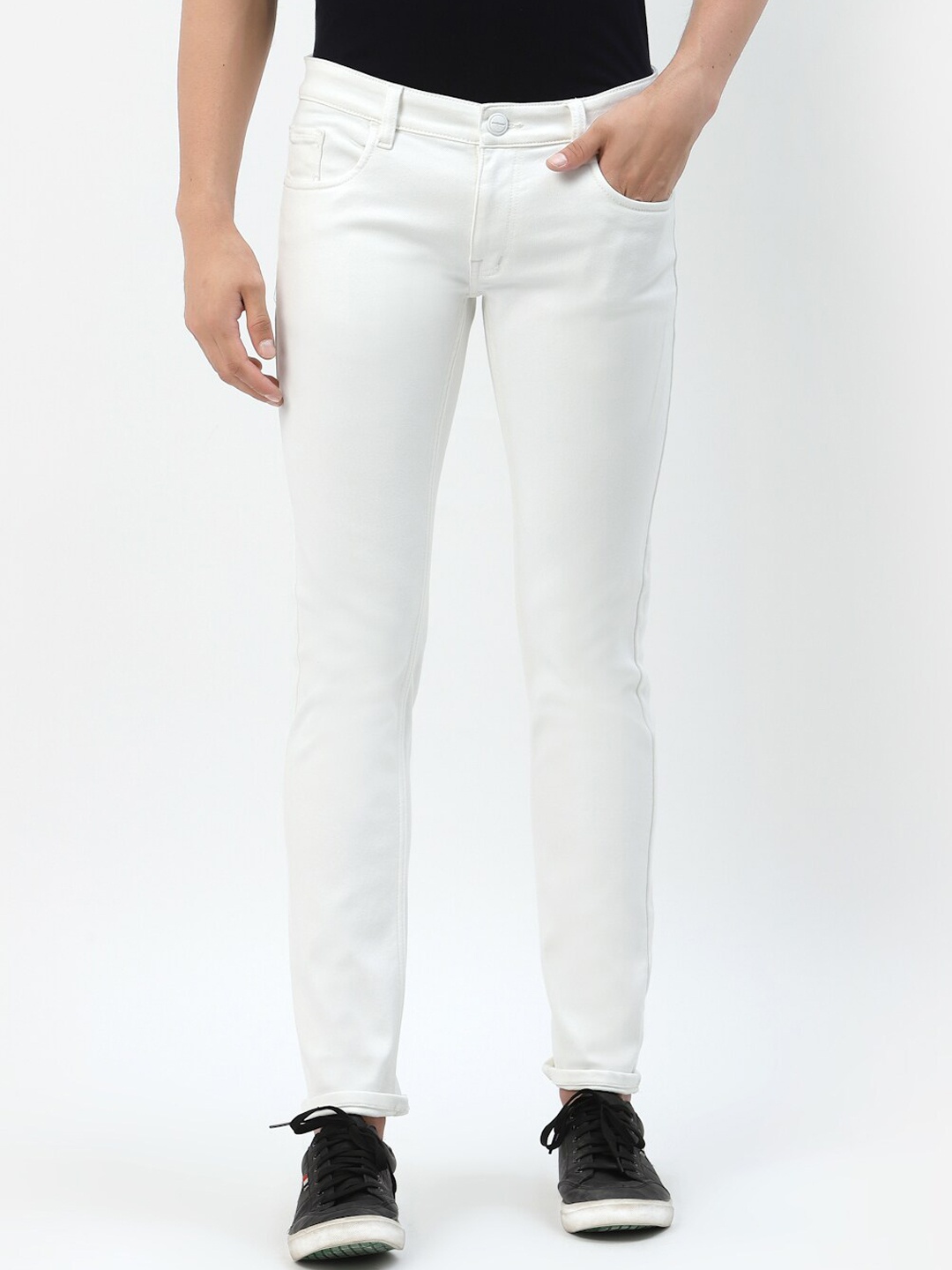 

TNG Men White Slim Fit Low Distress Stretchable Jeans