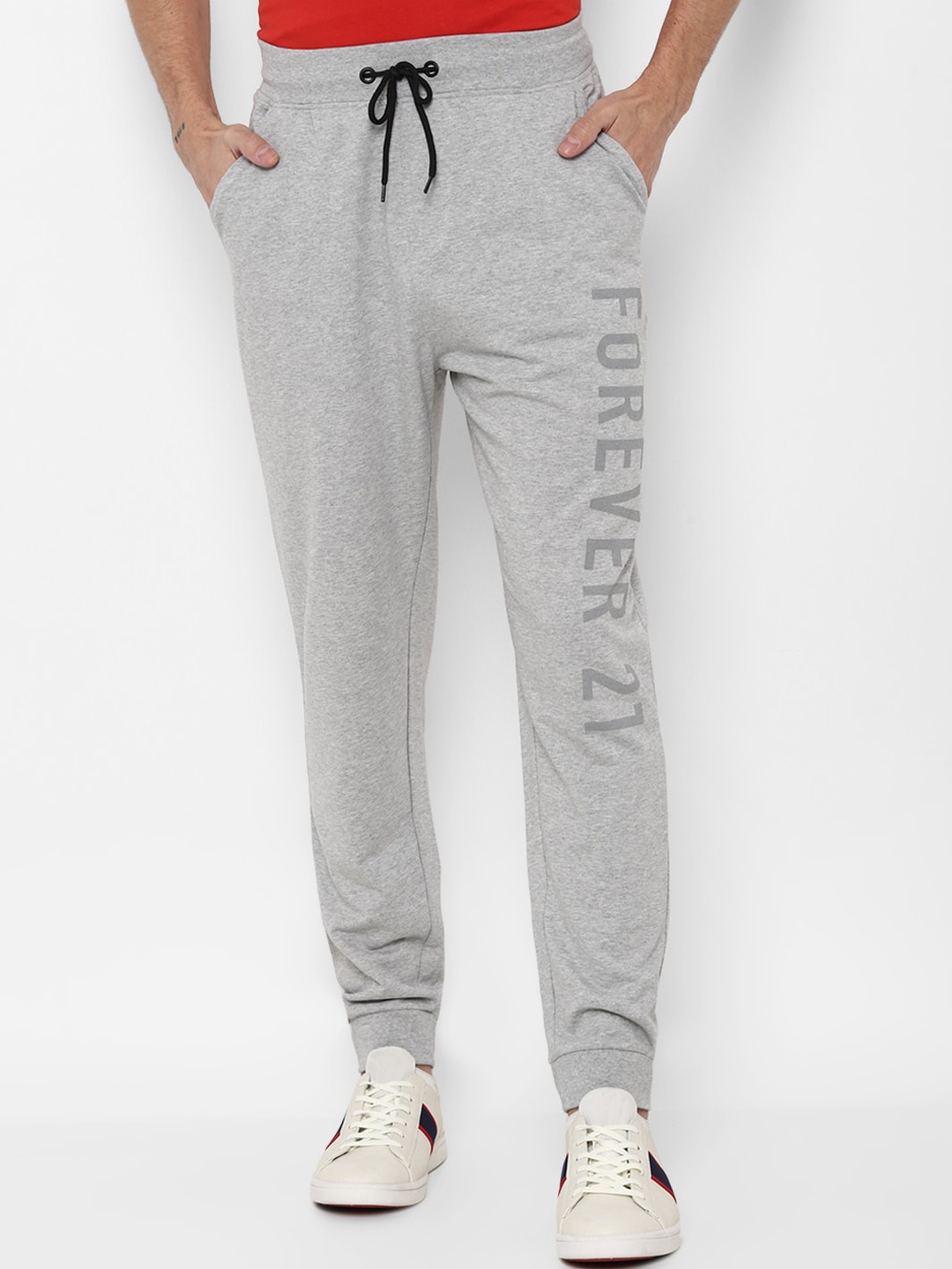 

FOREVER 21 Men Grey Joggers Trousers