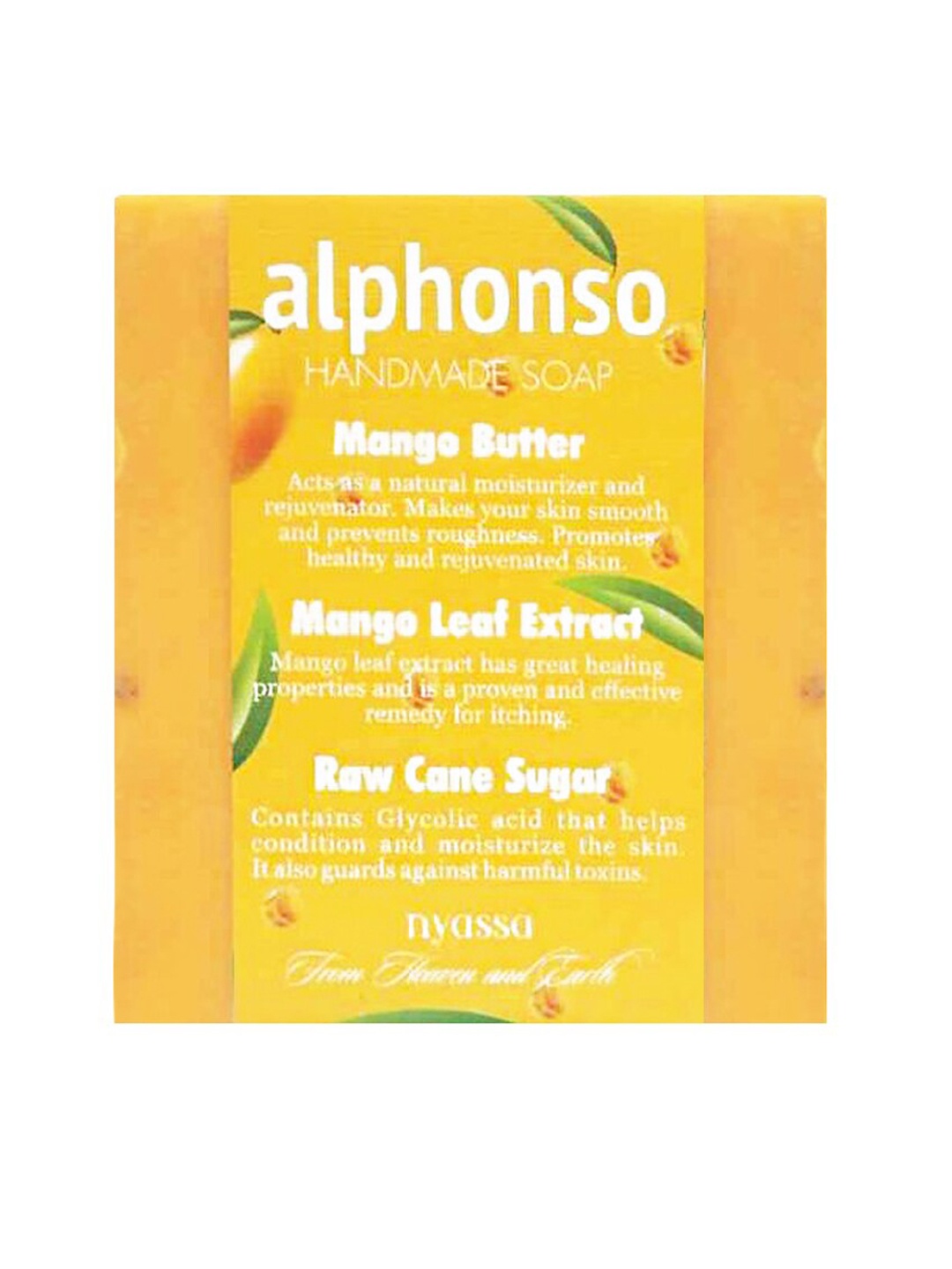 

Nyassa Alphonso Mango Butter Handmade Soap with Raw Cane Sugar - 75 g, Yellow