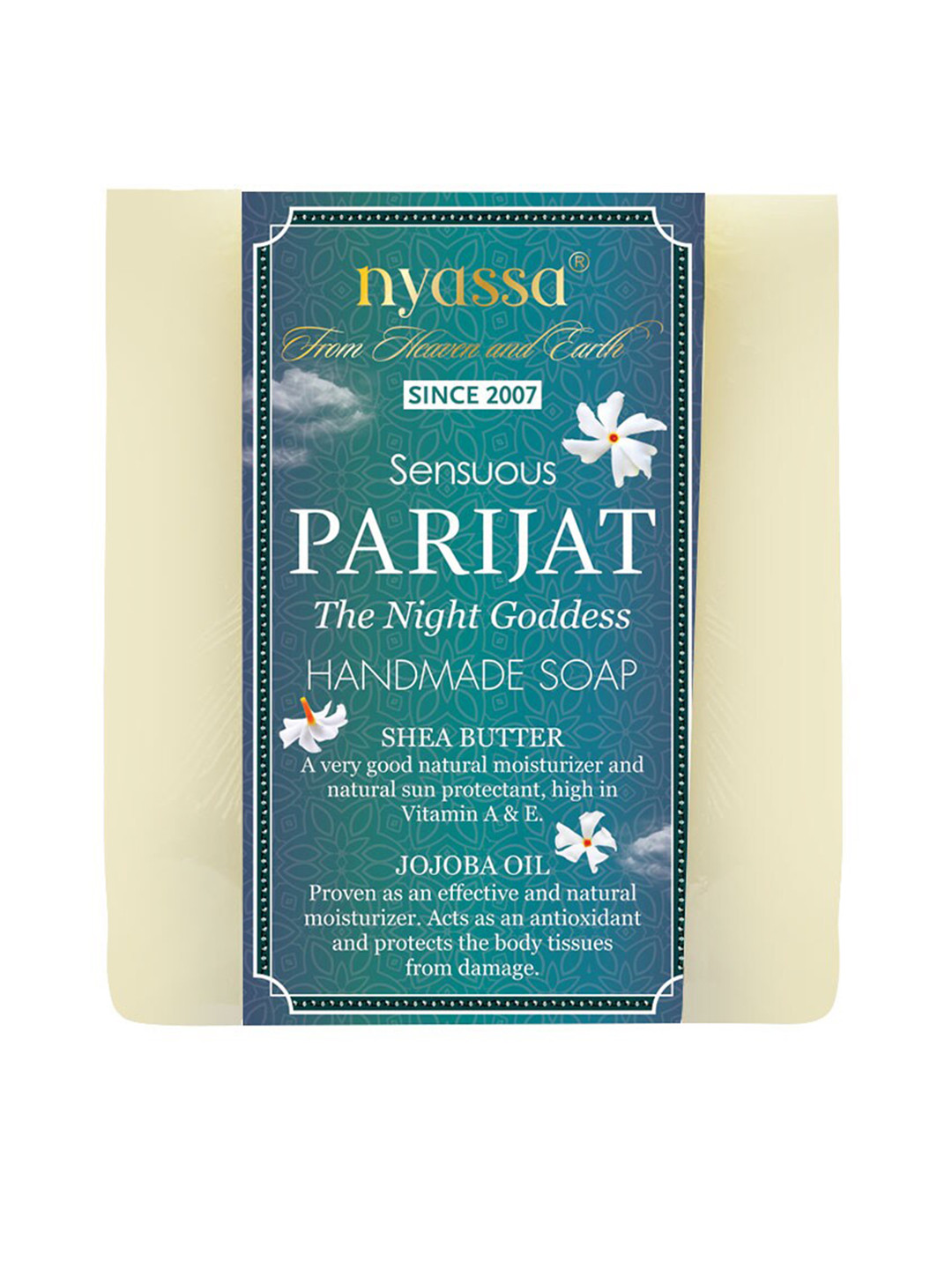 

Nyassa Sensuous Parijat The Night Goddess Handmade Soap with Shea Butter 75 g, Teal