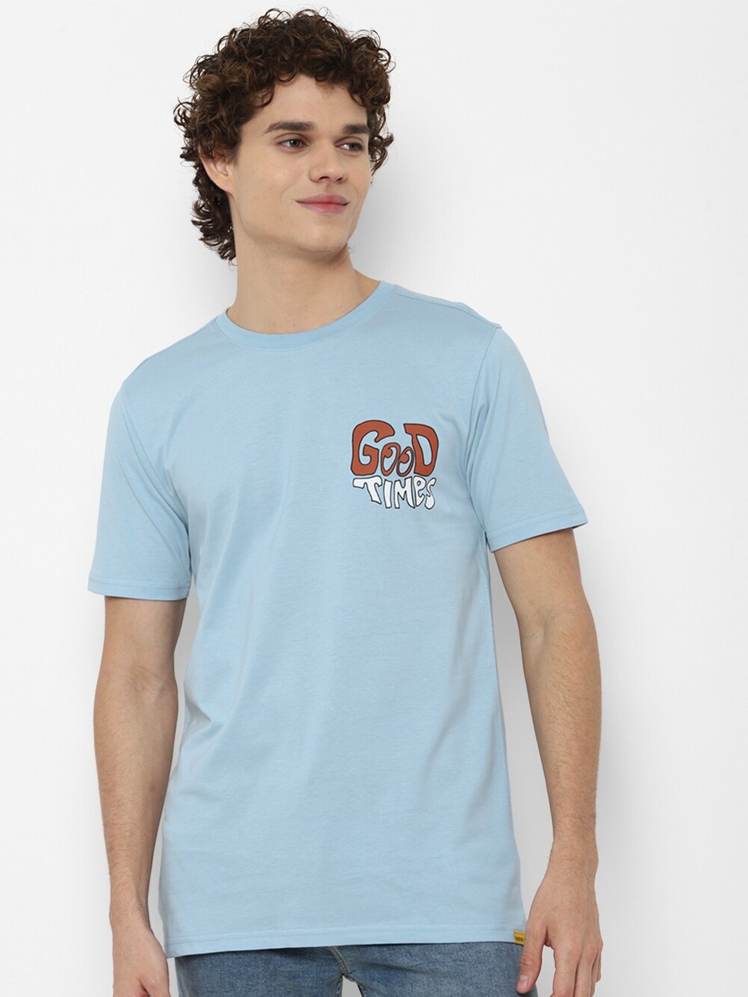 

FOREVER 21 Men Blue Typography Printed T-shirt