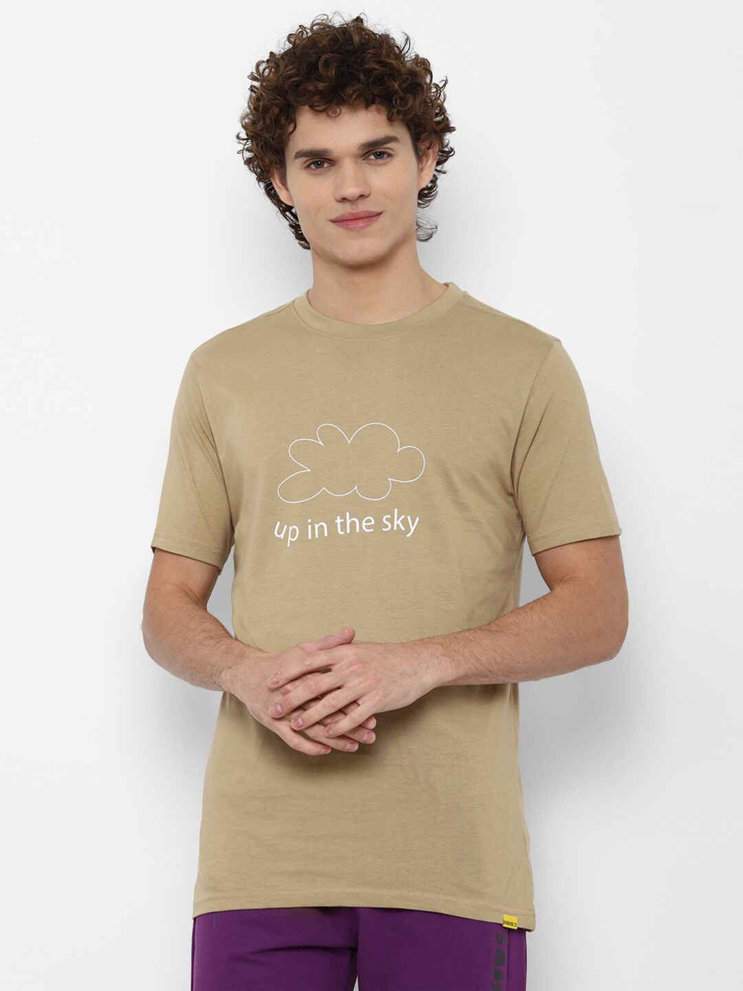 

FOREVER 21 Men Khaki Typography Printed T-shirt