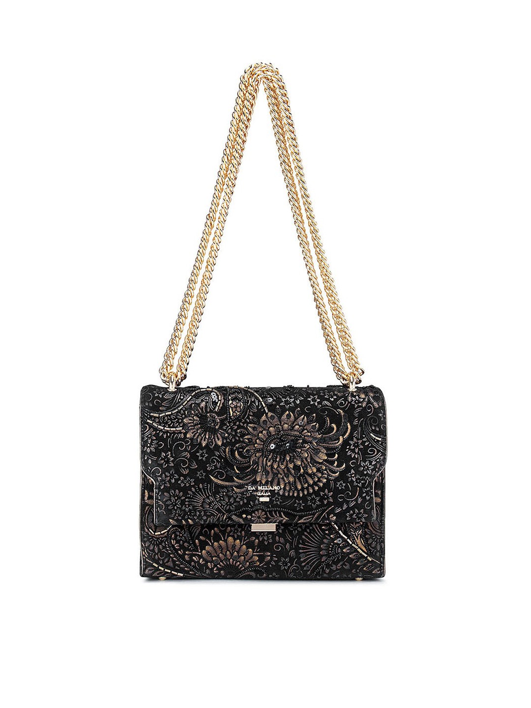 

Da Milano Women Black Textured Leather Structured Shoulder Bag
