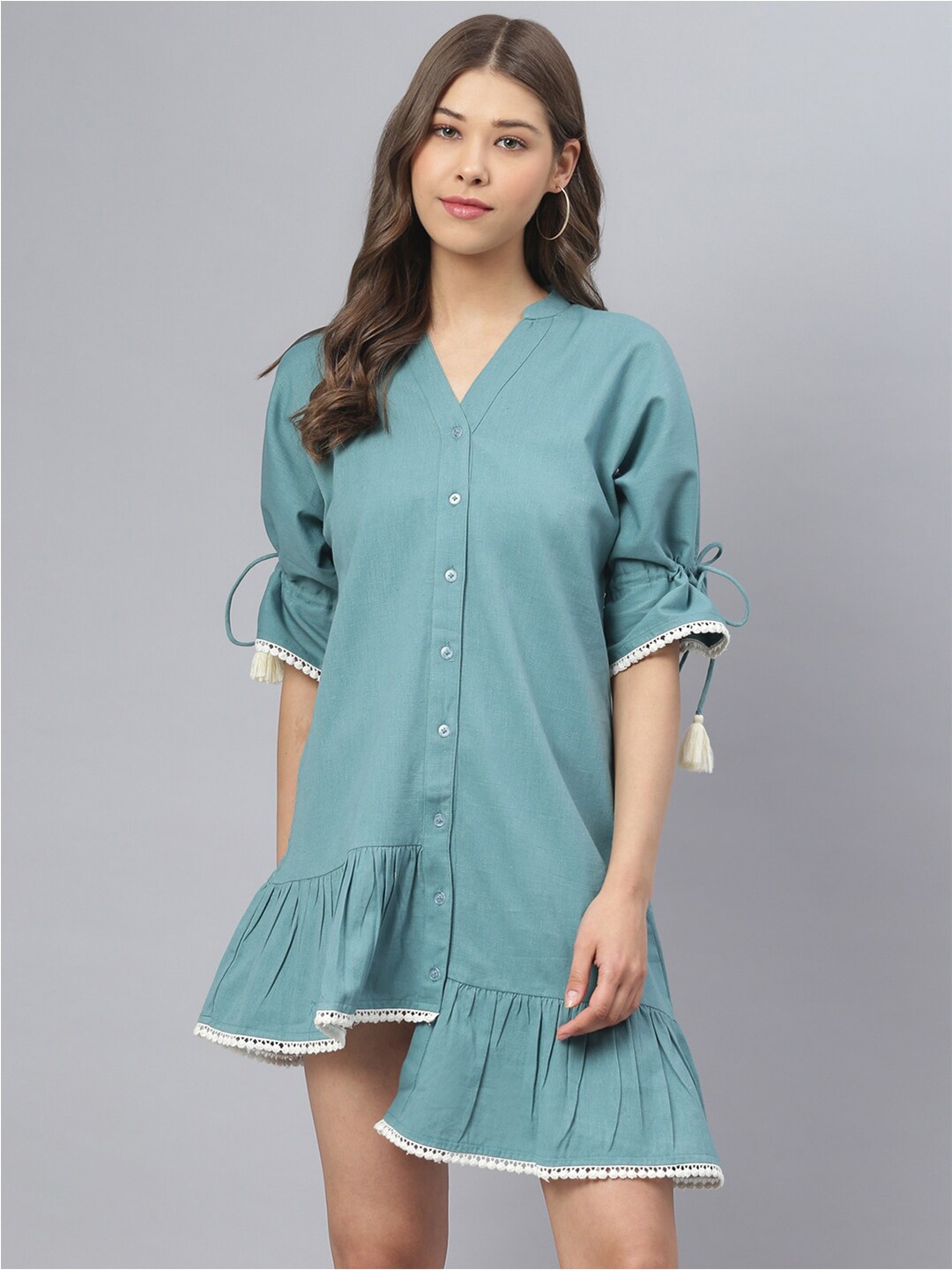

DEEBACO Sea Green Drop-Waist Dress
