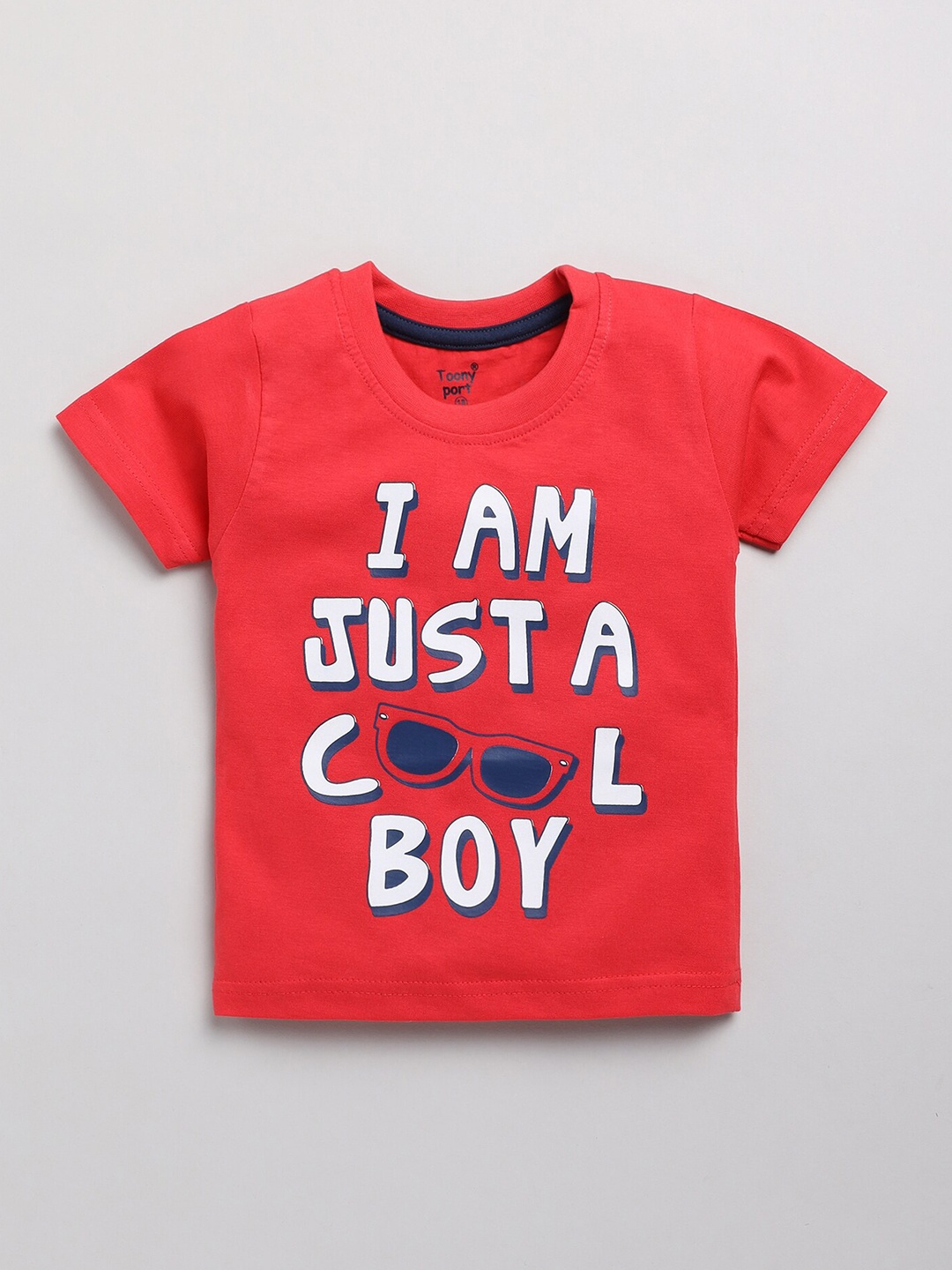 

Toonyport Boys Red Typography Printed T-shirt