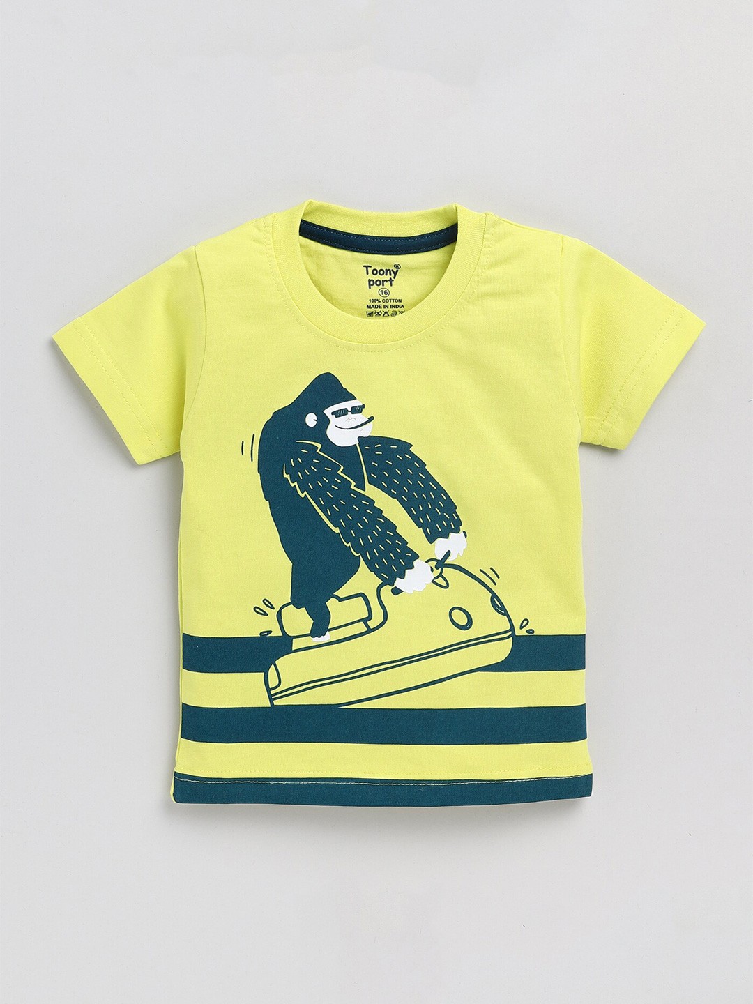

Toonyport Boys Yellow Printed T-shirt
