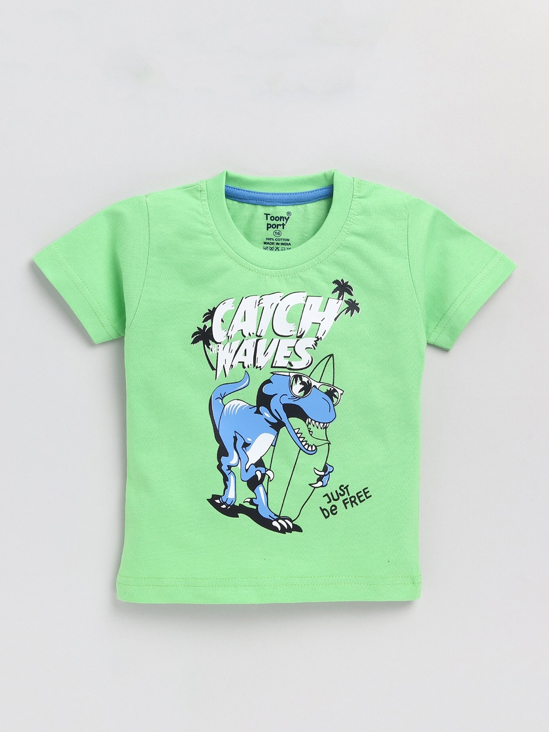

Toonyport Boys Green Printed T-shirt