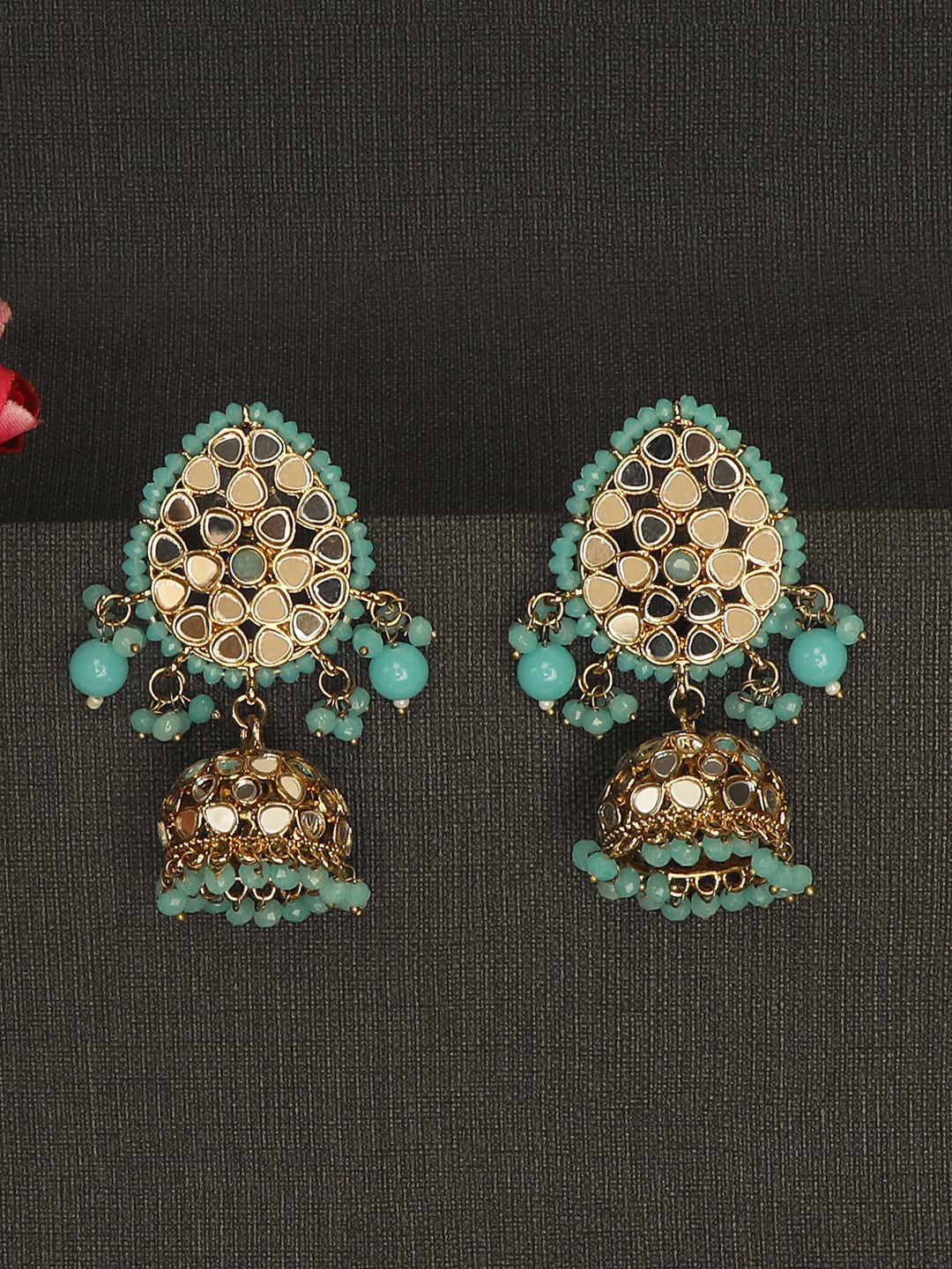 

AccessHer Gold Plated Mirror Jhumkas Earrings