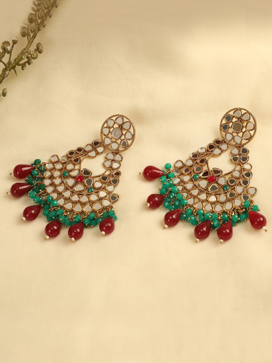 

AccessHer Gold-Plated Mirror Chandbalis Earrings