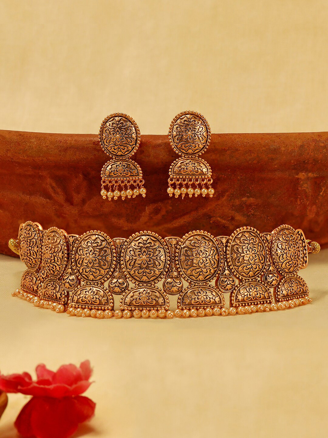 

AccessHer Rose Gold-Plated Choker Jewellery Set
