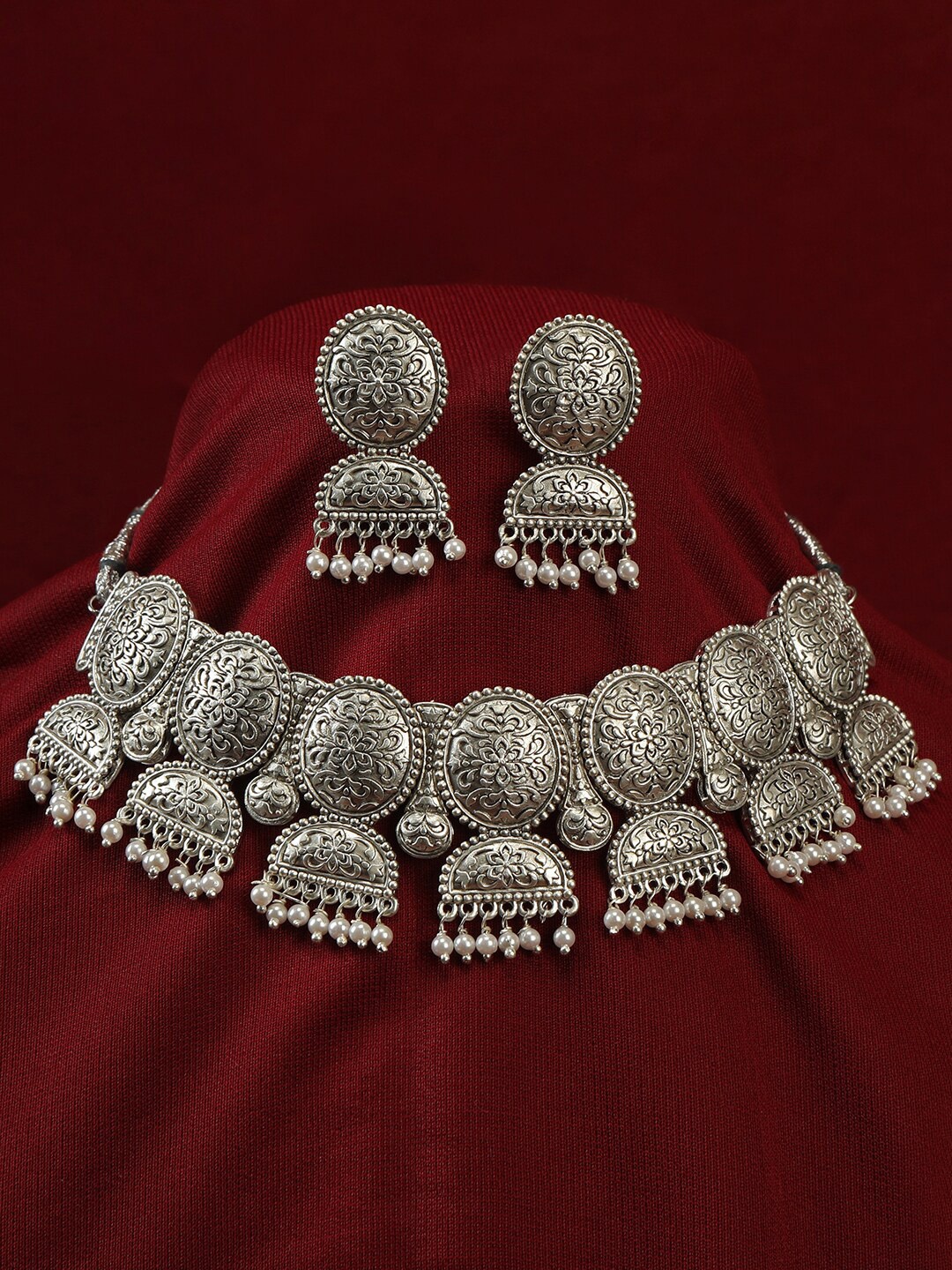 

AccessHer Women Oxidised Silver-Plated Jewellery Set