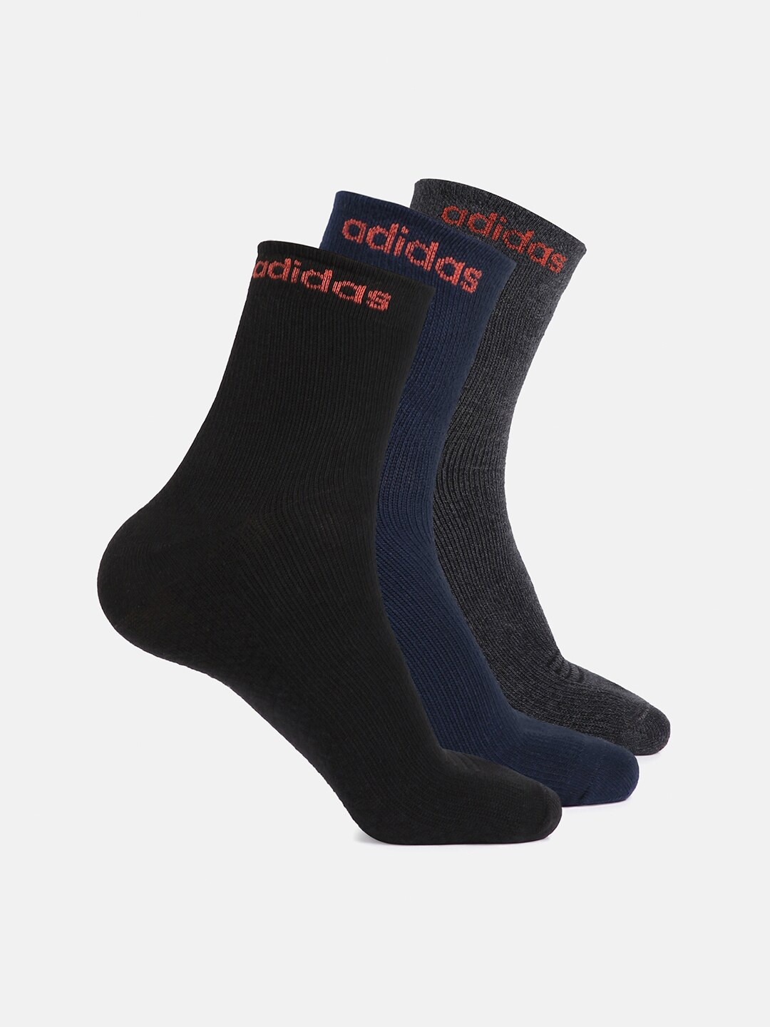 

ADIDAS Men Pack Of 3 Black & Grey Ankle-Length Socks