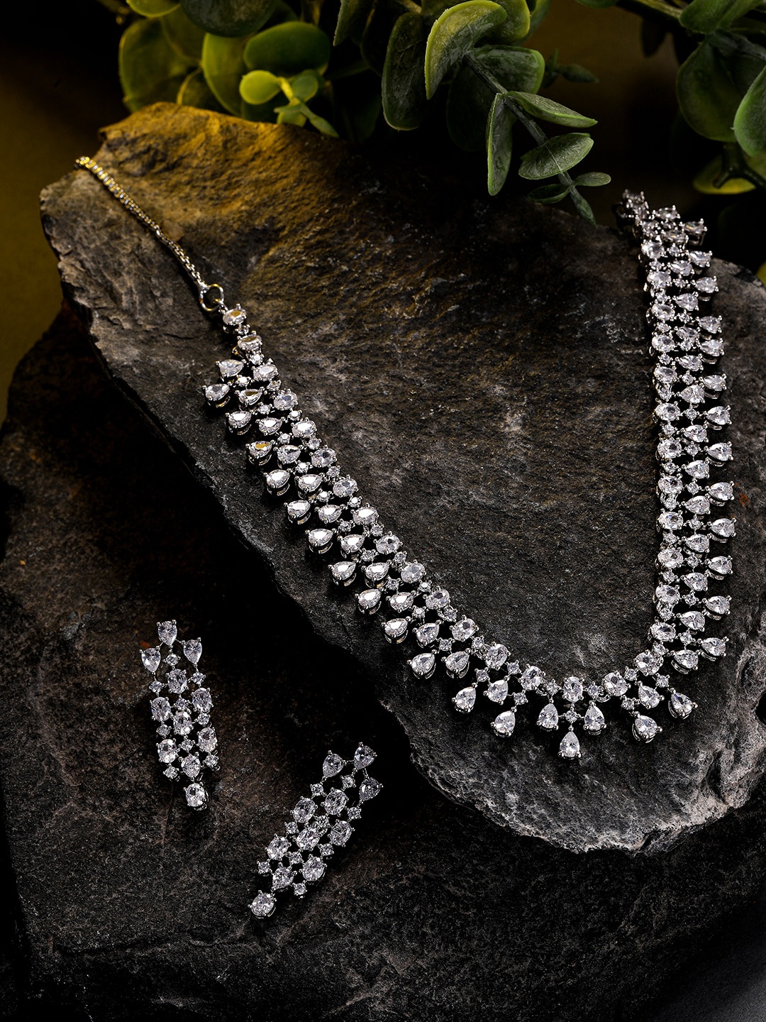 

Peora Silver-Plated CZ-Studded Jewellery Set