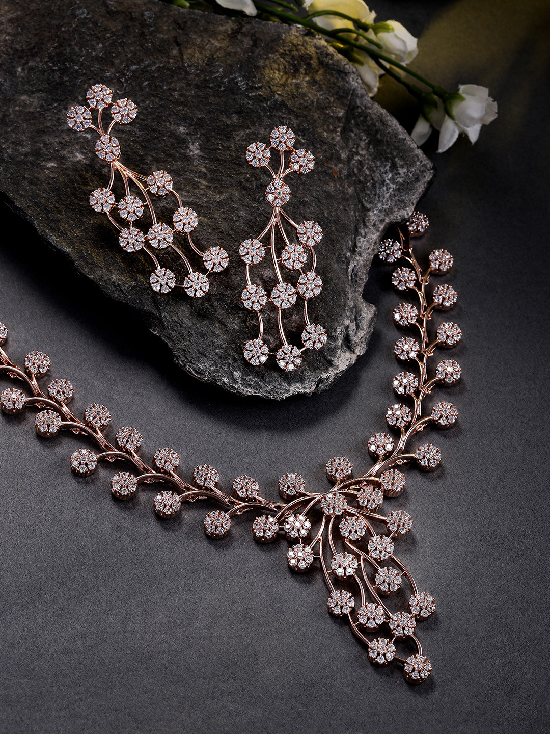 

Peora Rose Gold-Plated CZ-Studded Jewellery Set