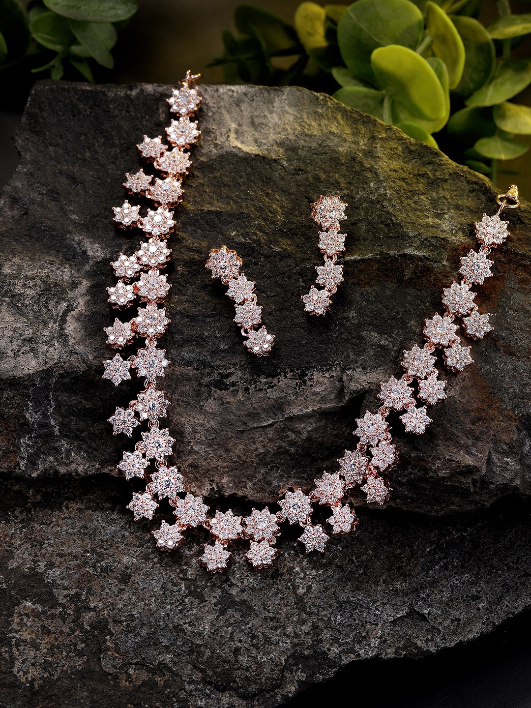 

Peora Rose Gold-Plated CZ Studded Jewellery Set