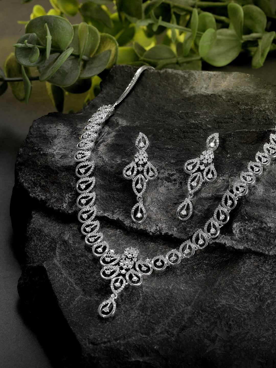 

Peora Silver-Plated CZ-Studded Jewellery Set