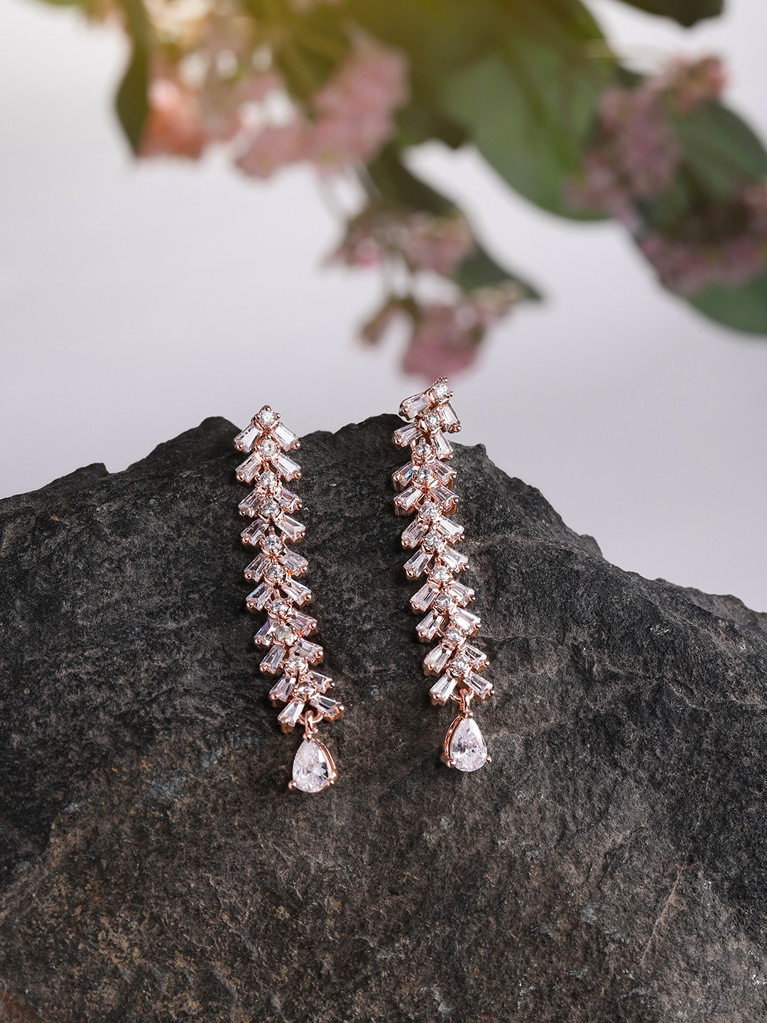 

Peora Rose Gold Contemporary Drop Earrings