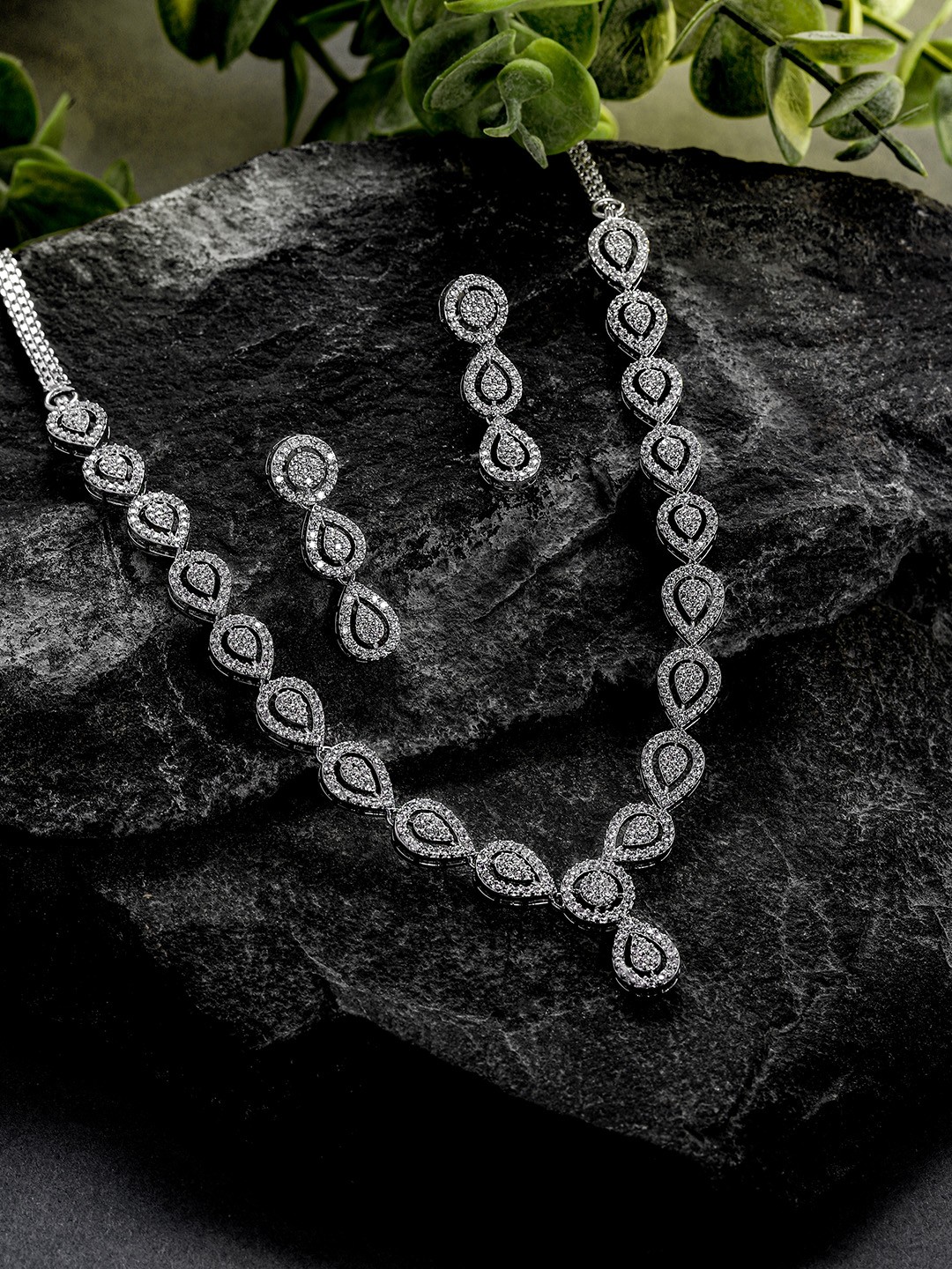 

Peora Silver-Plated CZ-Studded Jewellery Set