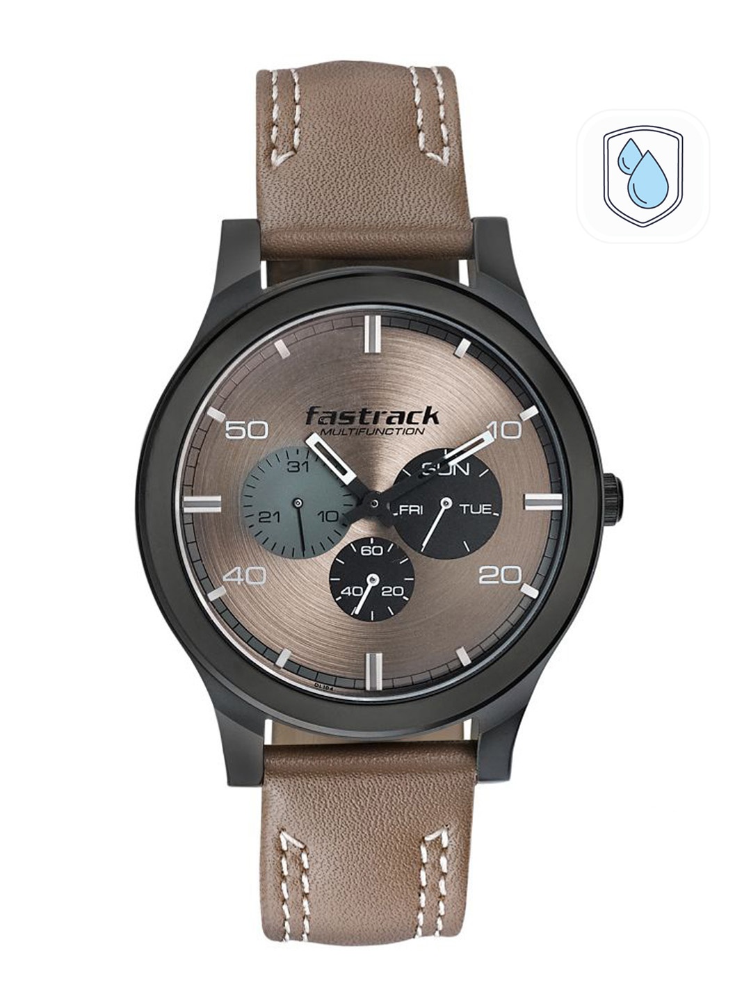 

Fastrack Men Beige Brass Dial & Beige Leather Straps Analogue Watch 3252NL01