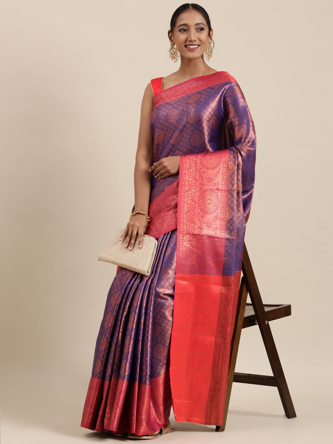 

Pothys Blue Dual-Toned Woven Design Banarasi Saree