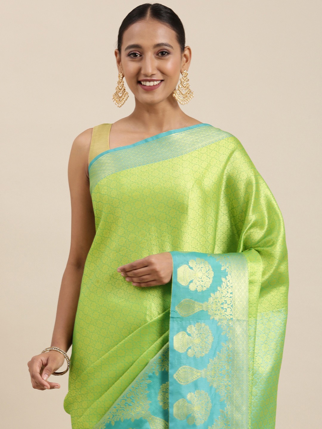 

Pothys Green Woven Design Jute Silk Saree
