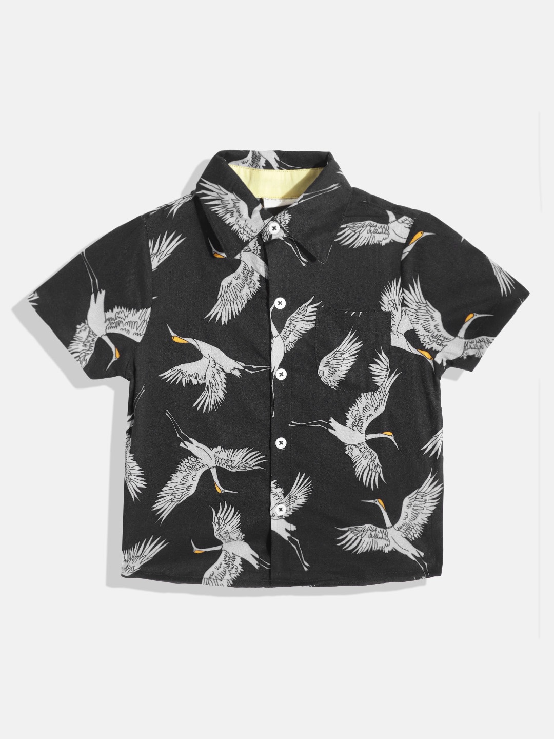 

CrayonFlakes Boys Black Smart Printed Casual Shirt