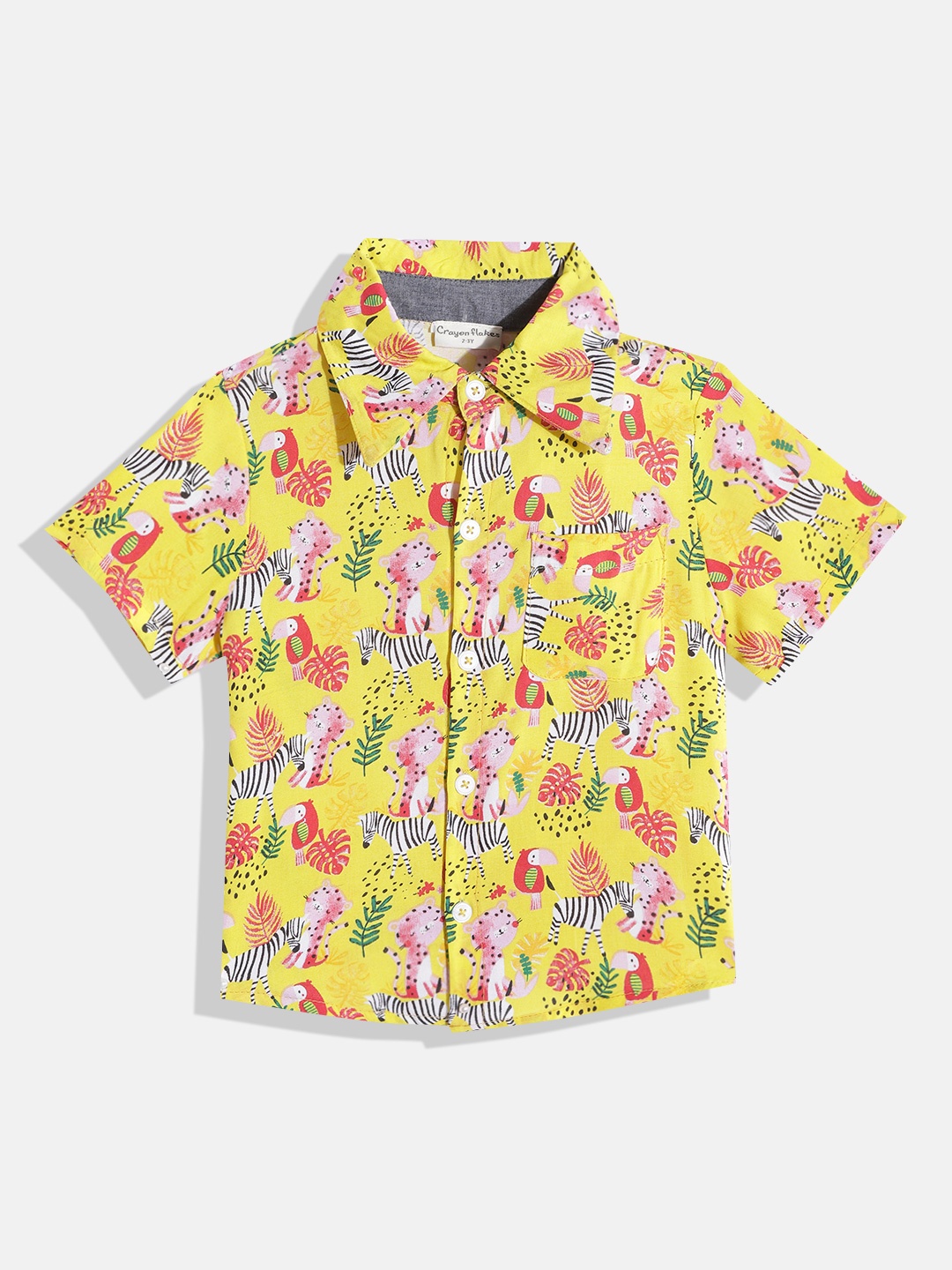 

CrayonFlakes Boys Yellow Smart Printed Casual Shirt