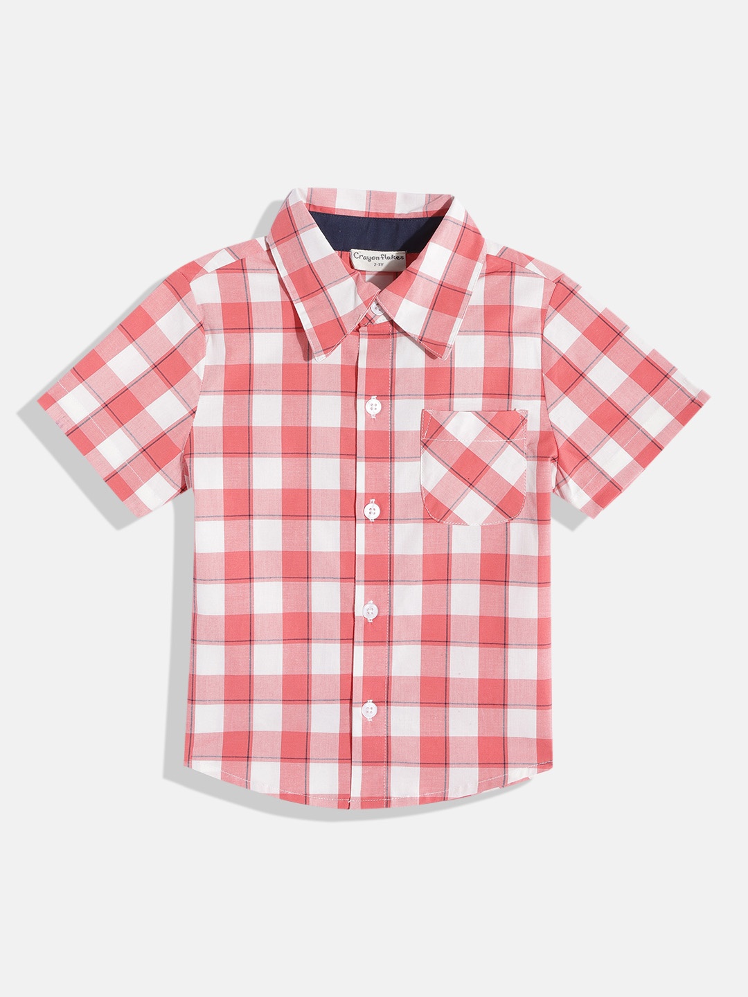 

CrayonFlakes Boys Peach-Coloured Smart Buffalo Checks Checked Casual Shirt